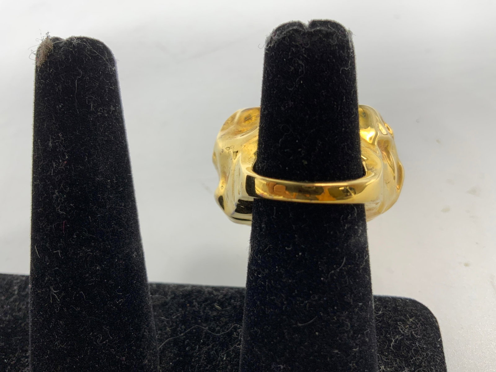 Signed Modernist Gold Tn Statement Ring - 6