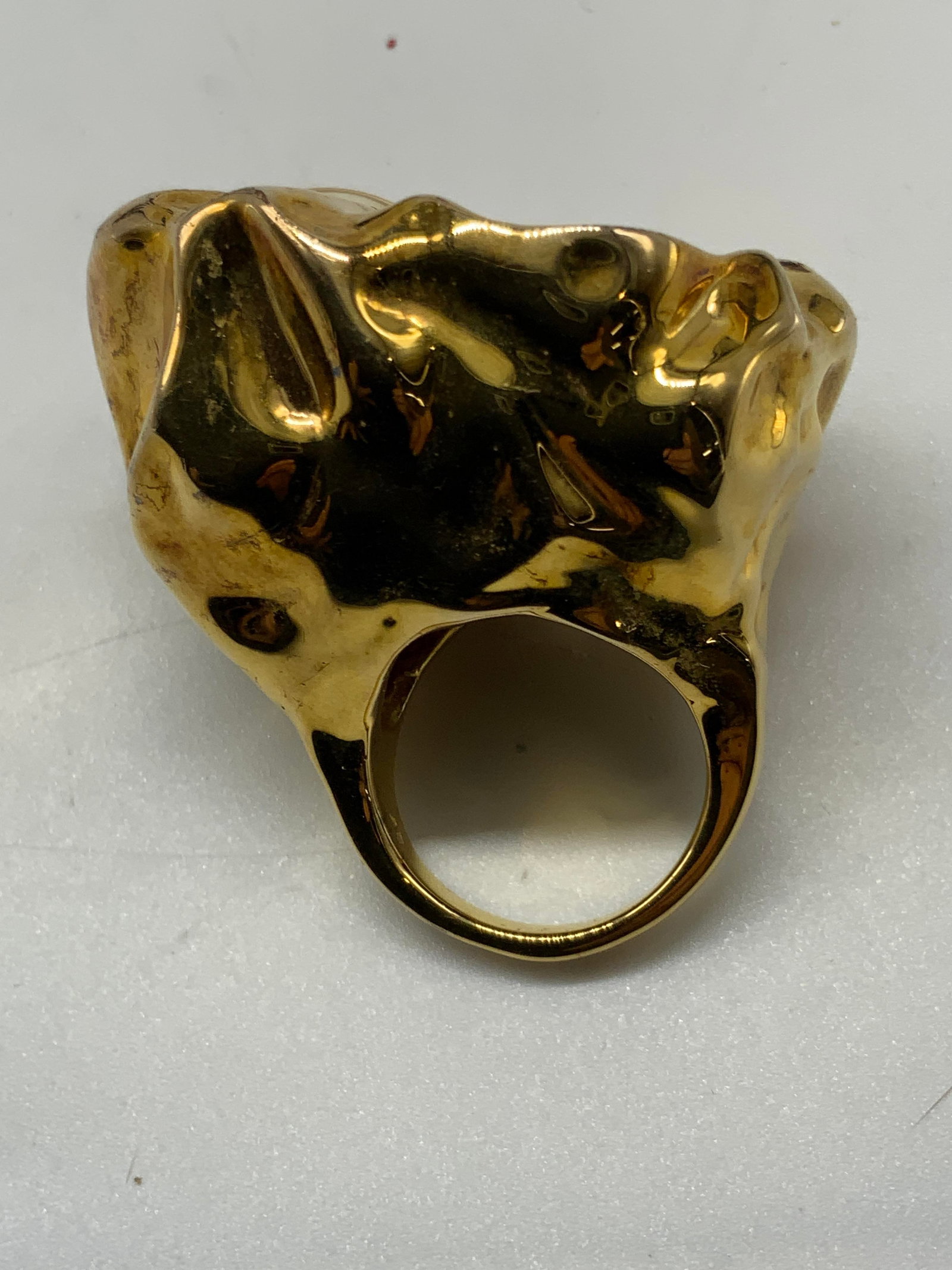 Signed Modernist Gold Tn Statement Ring - 7