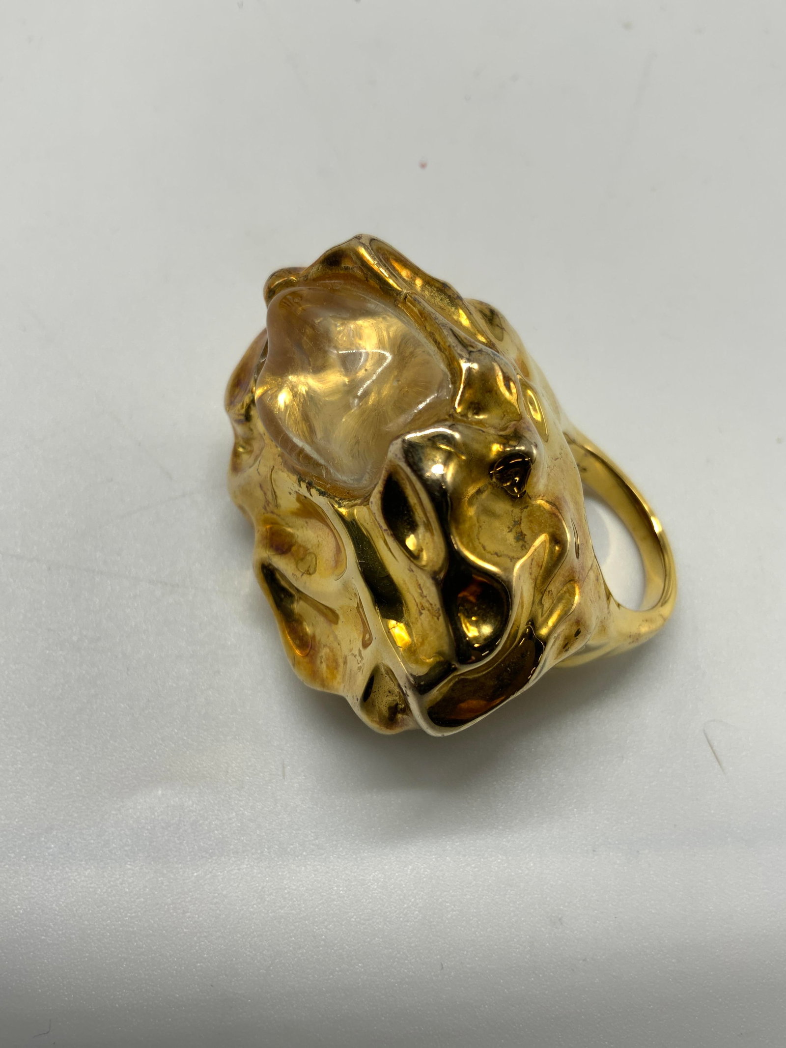 Signed Modernist Gold Tn Statement Ring - 9