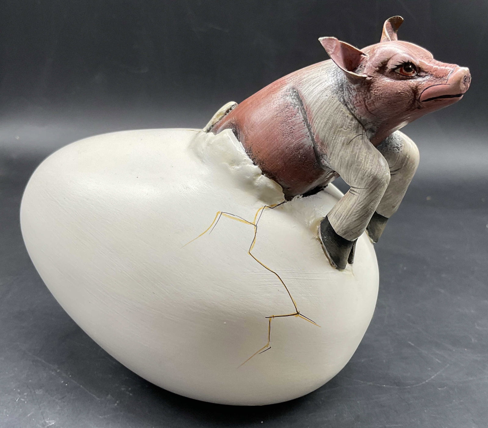Vntg Mexican Folk Art Pig Hatching Egg (1 of 6)