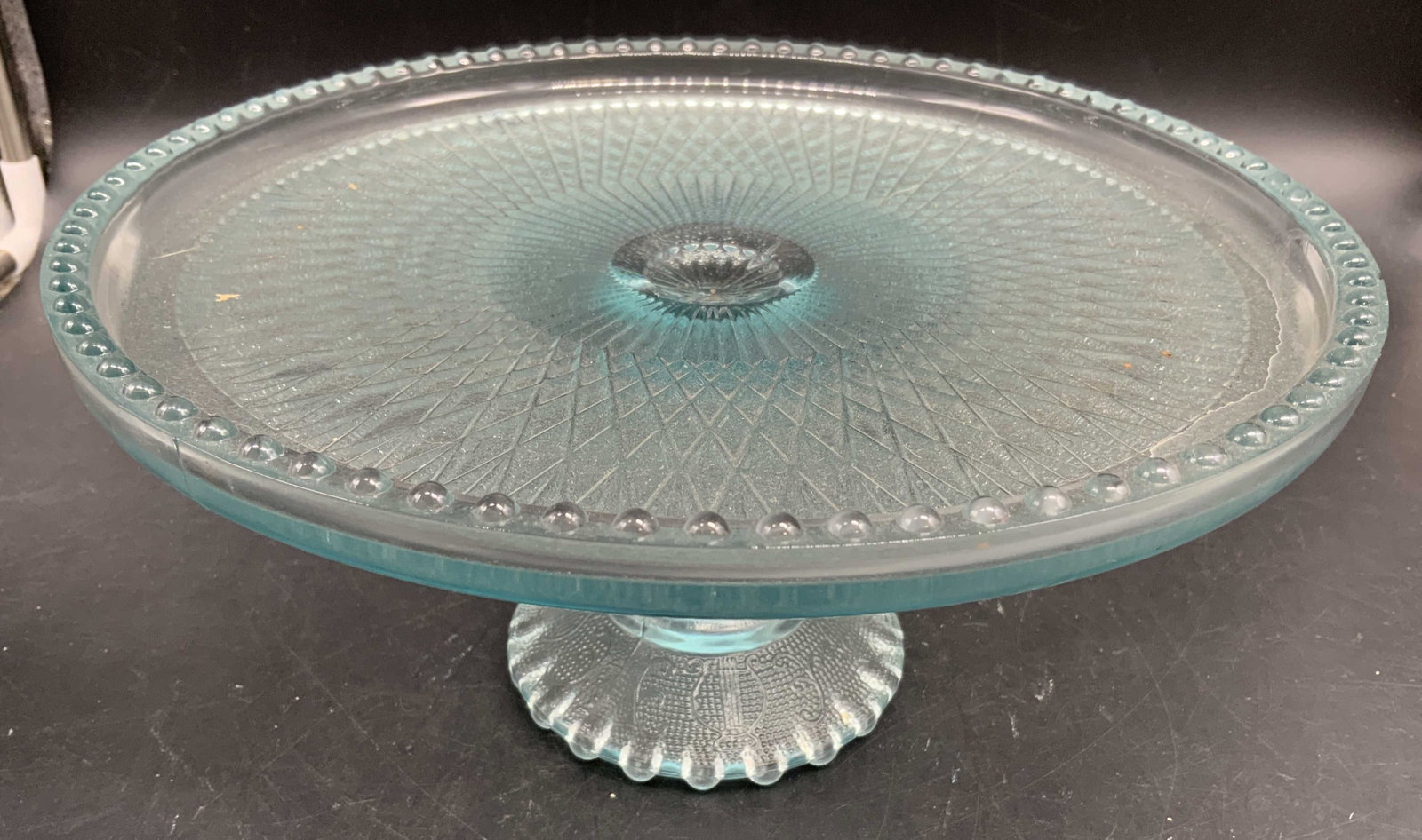 C1950 Jeanette Glass Ice Blue Cake Stand (1 of 9)