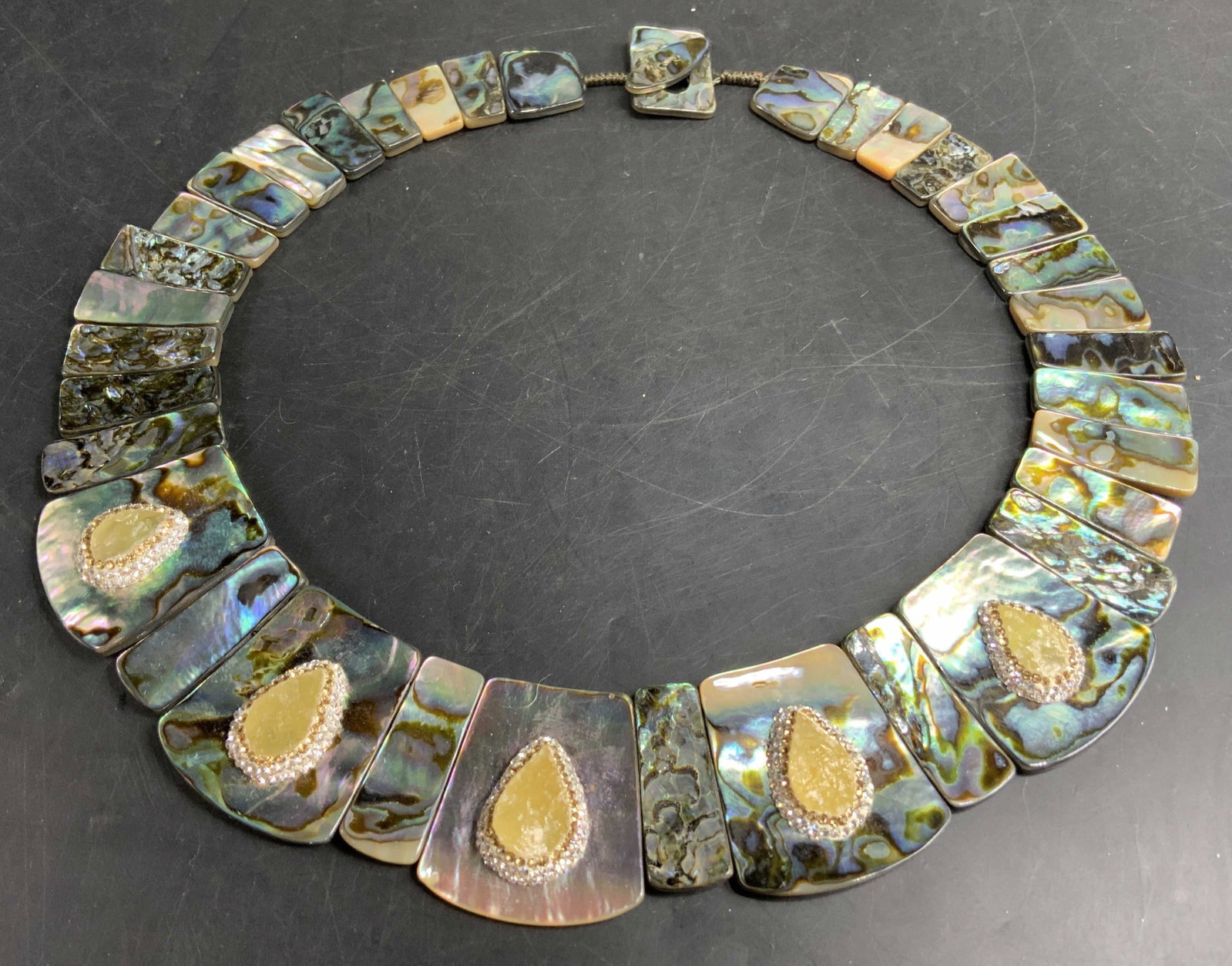 Abalone Stone and crystal Statement Necklace (1 of 12)
