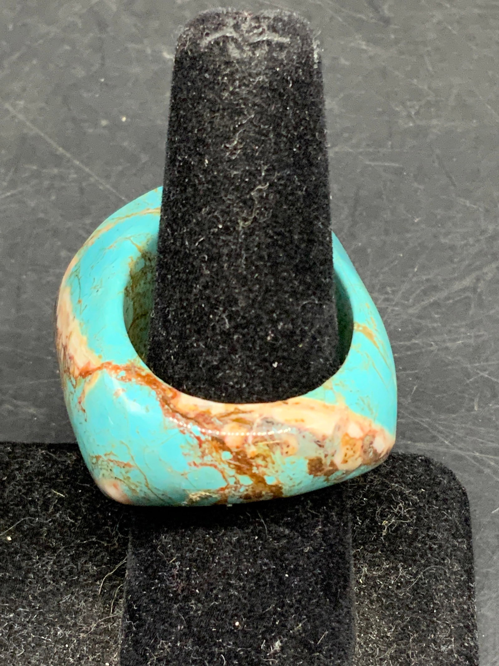 Polished Turquoise Large Stone Ring - 10