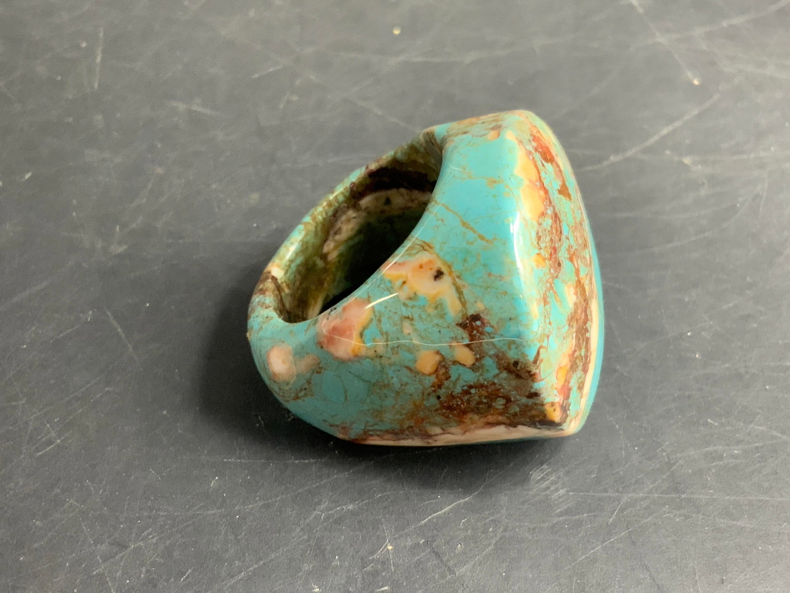 Polished Turquoise Large Stone Ring - 2