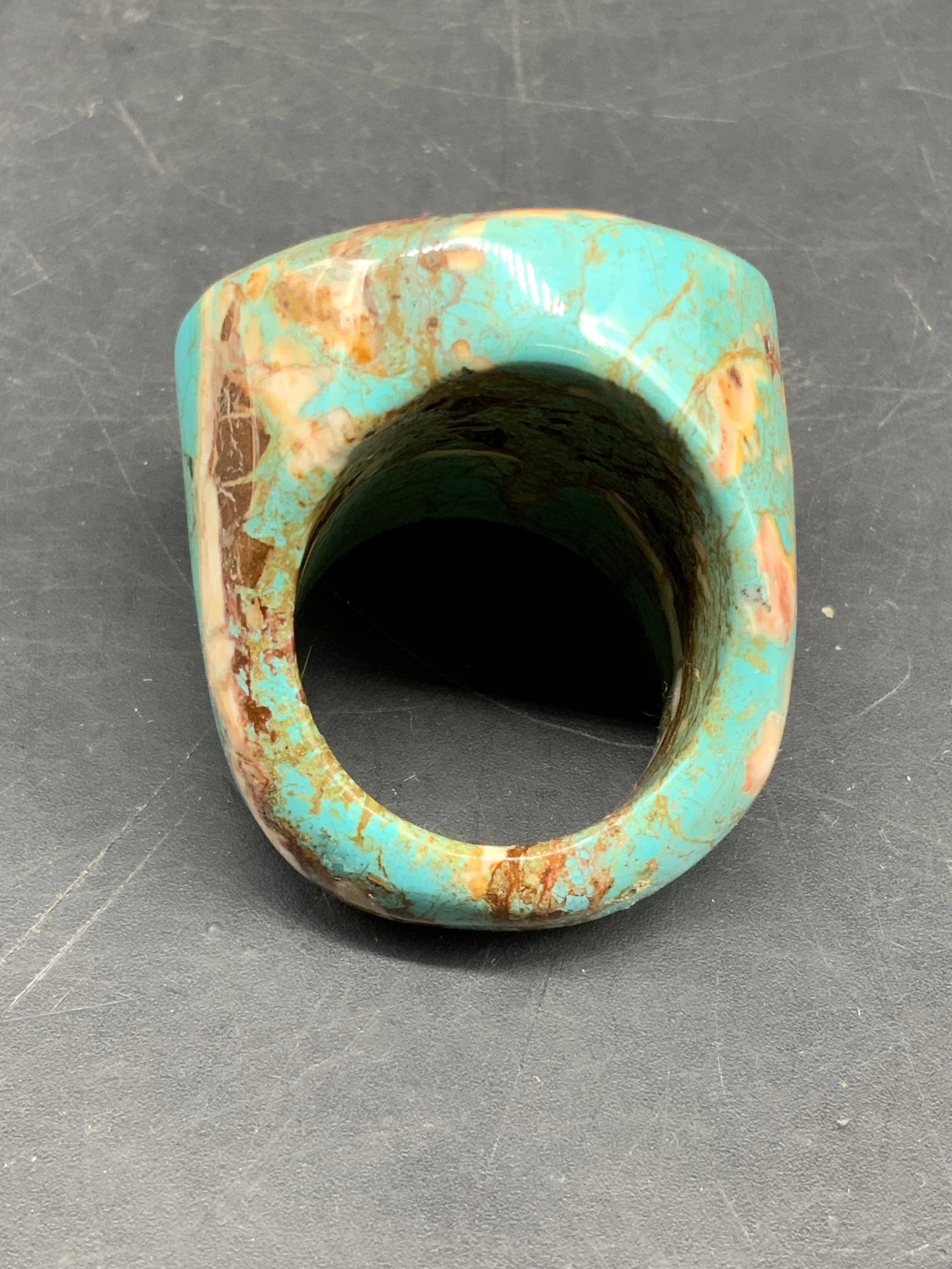 Polished Turquoise Large Stone Ring - 4