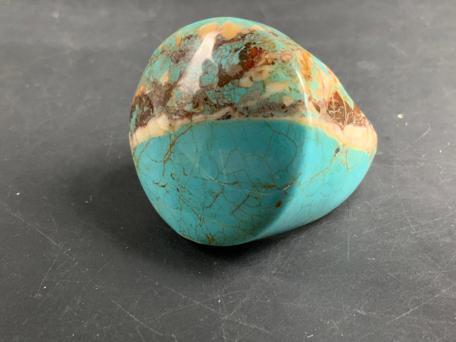 Polished Turquoise Large Stone Ring - 6