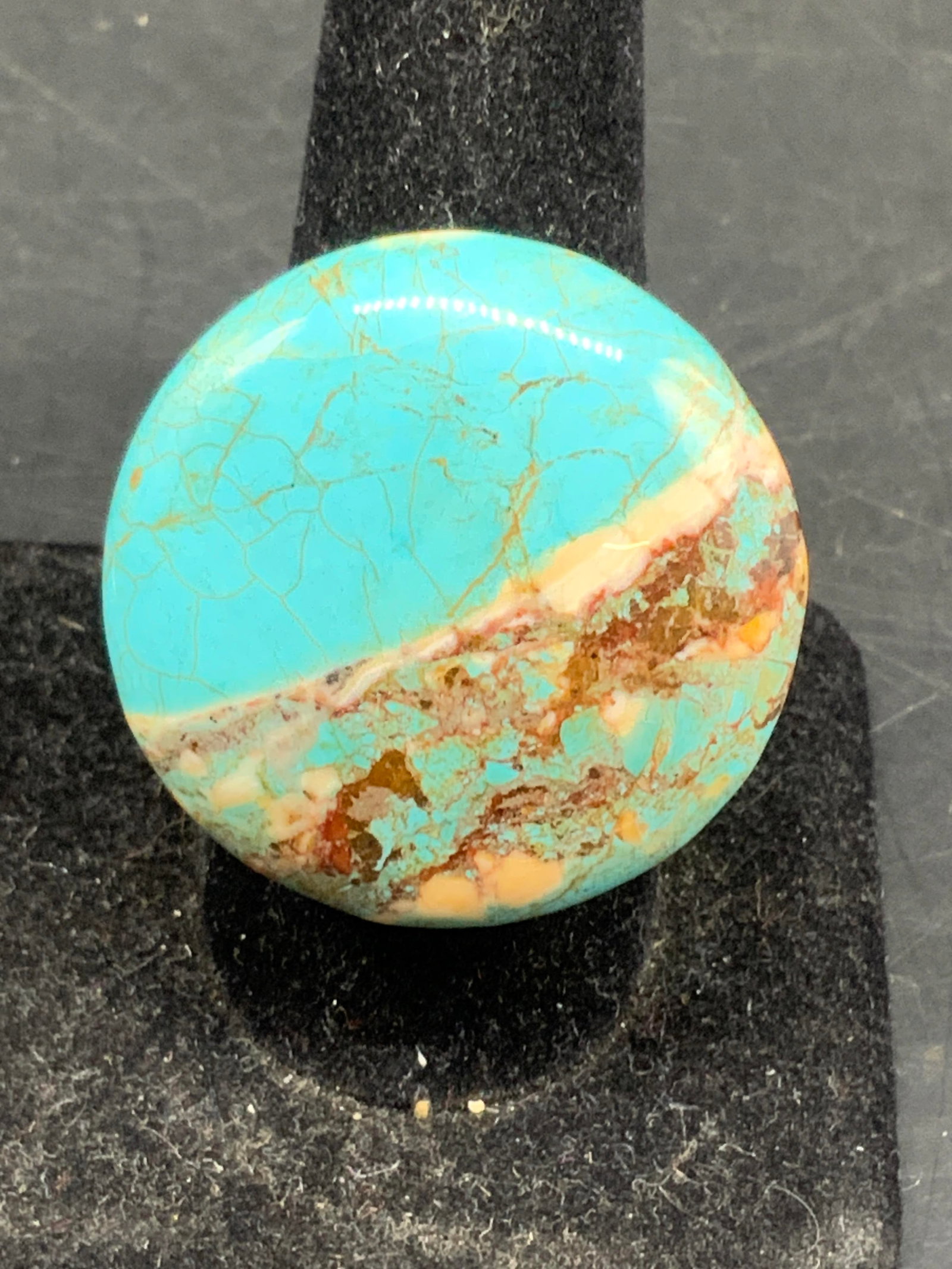 Polished Turquoise Large Stone Ring - 9