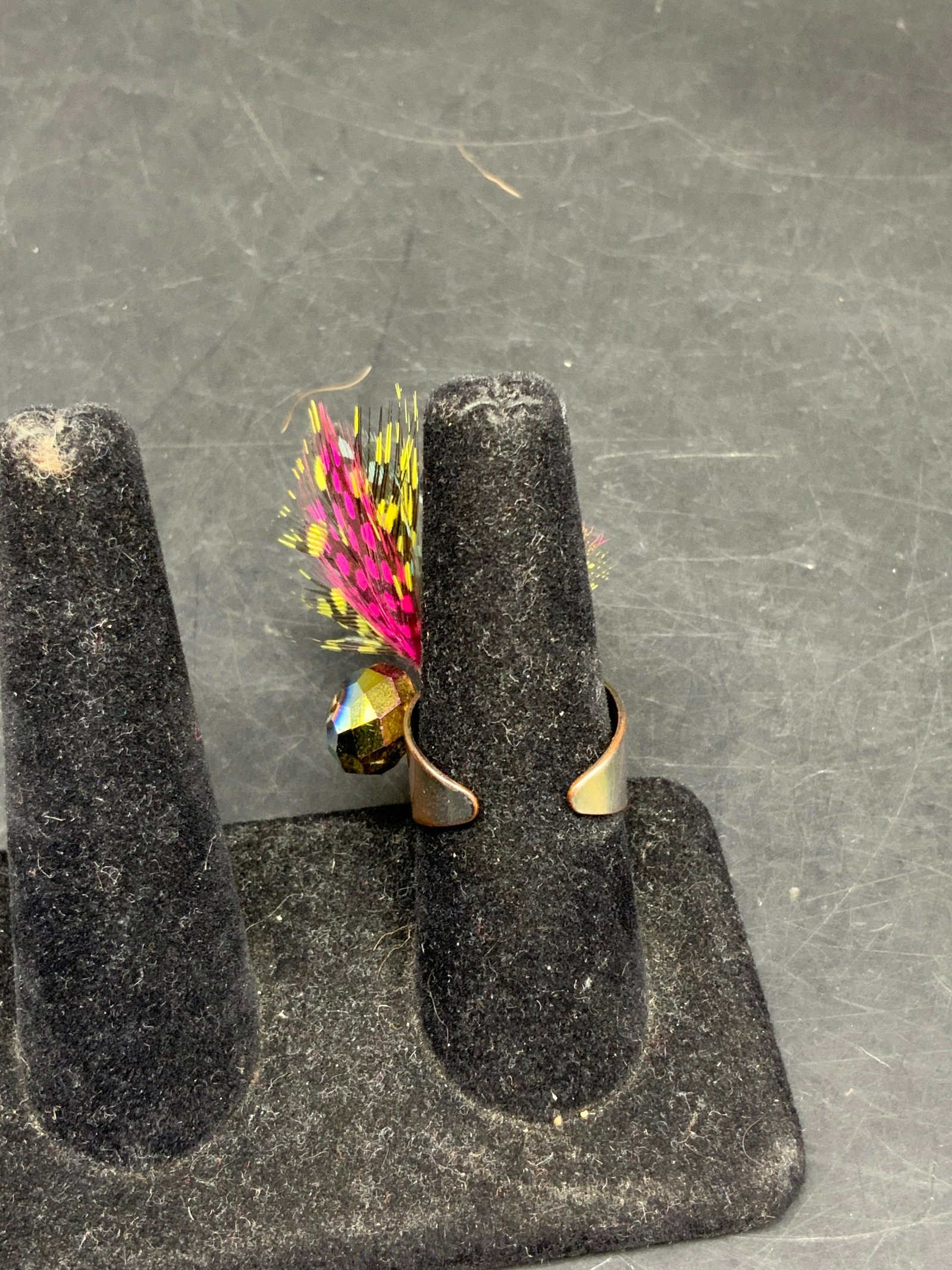 Unique Statement Ring, Metal Crystal Feathers - 4