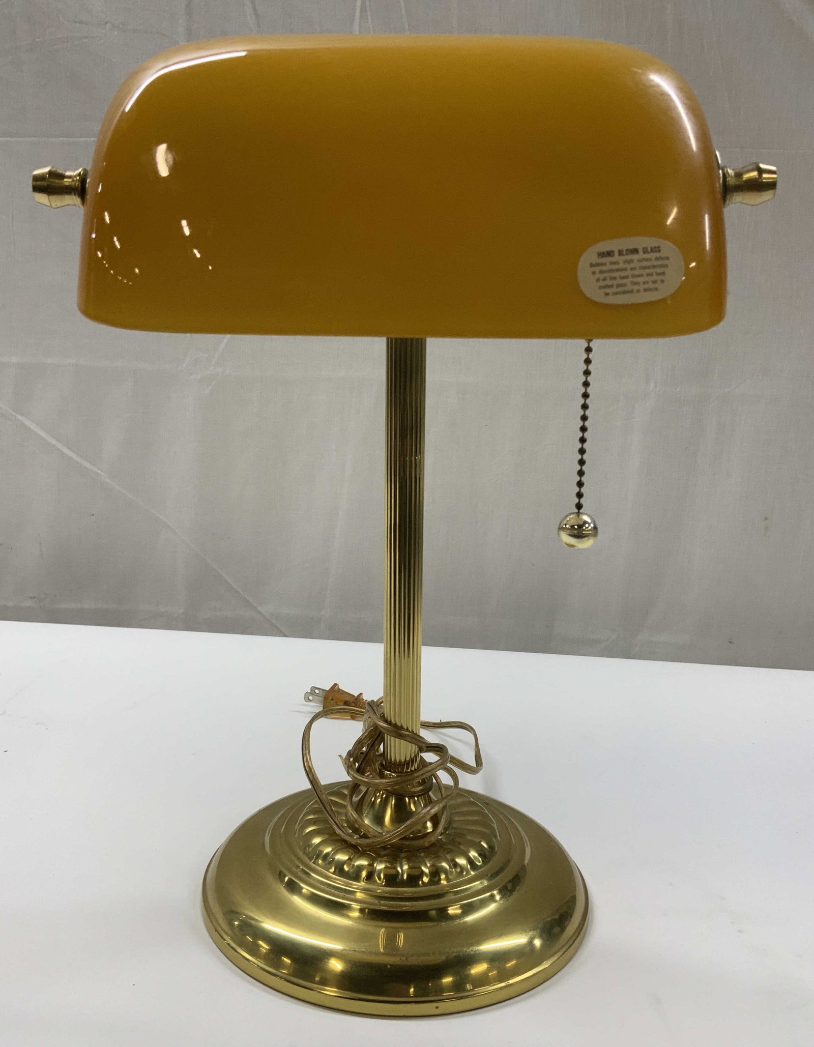 Hand Blown Glass Brass Bankers Lamp (1 of 13)