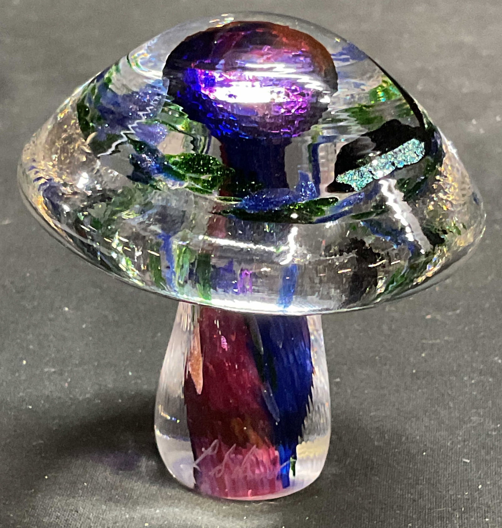 Signed Studio Art Glass Mushroom Paperweight (1 of 9)