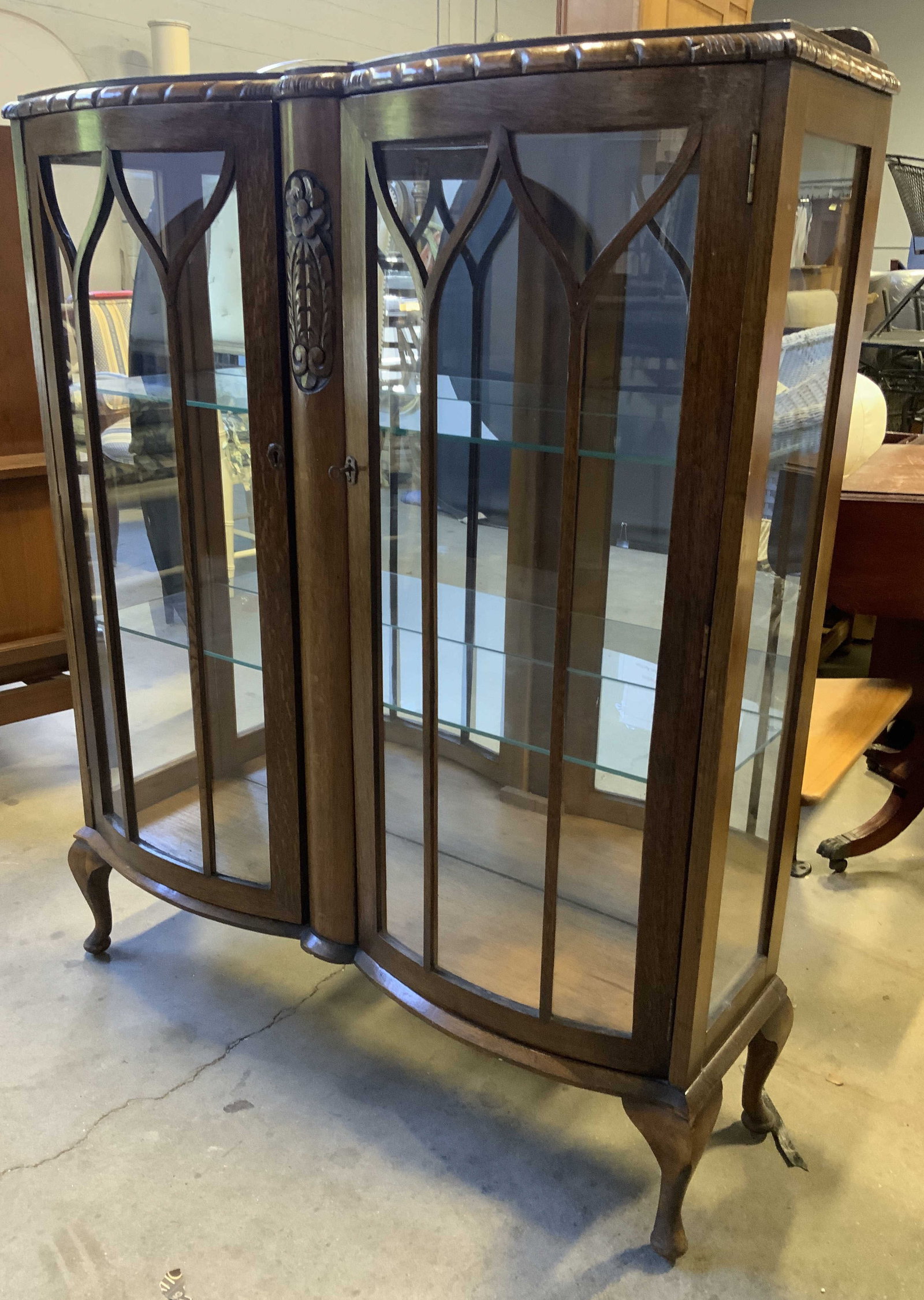 Vintage Gothic Style Wood Glass Curio Cabinet (1 of 11)