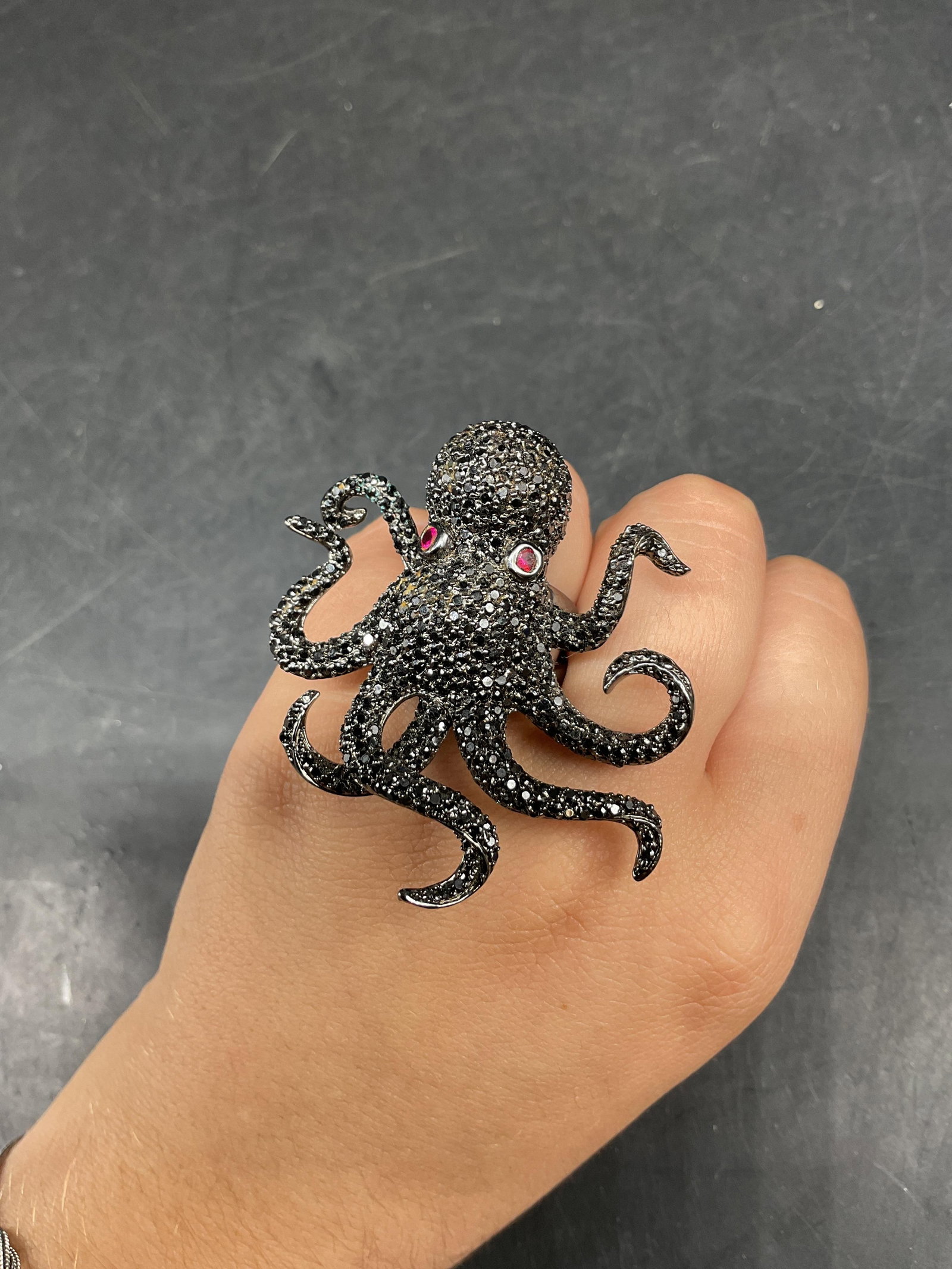 Vintage NOir Black Octopus Statement Ring - 7