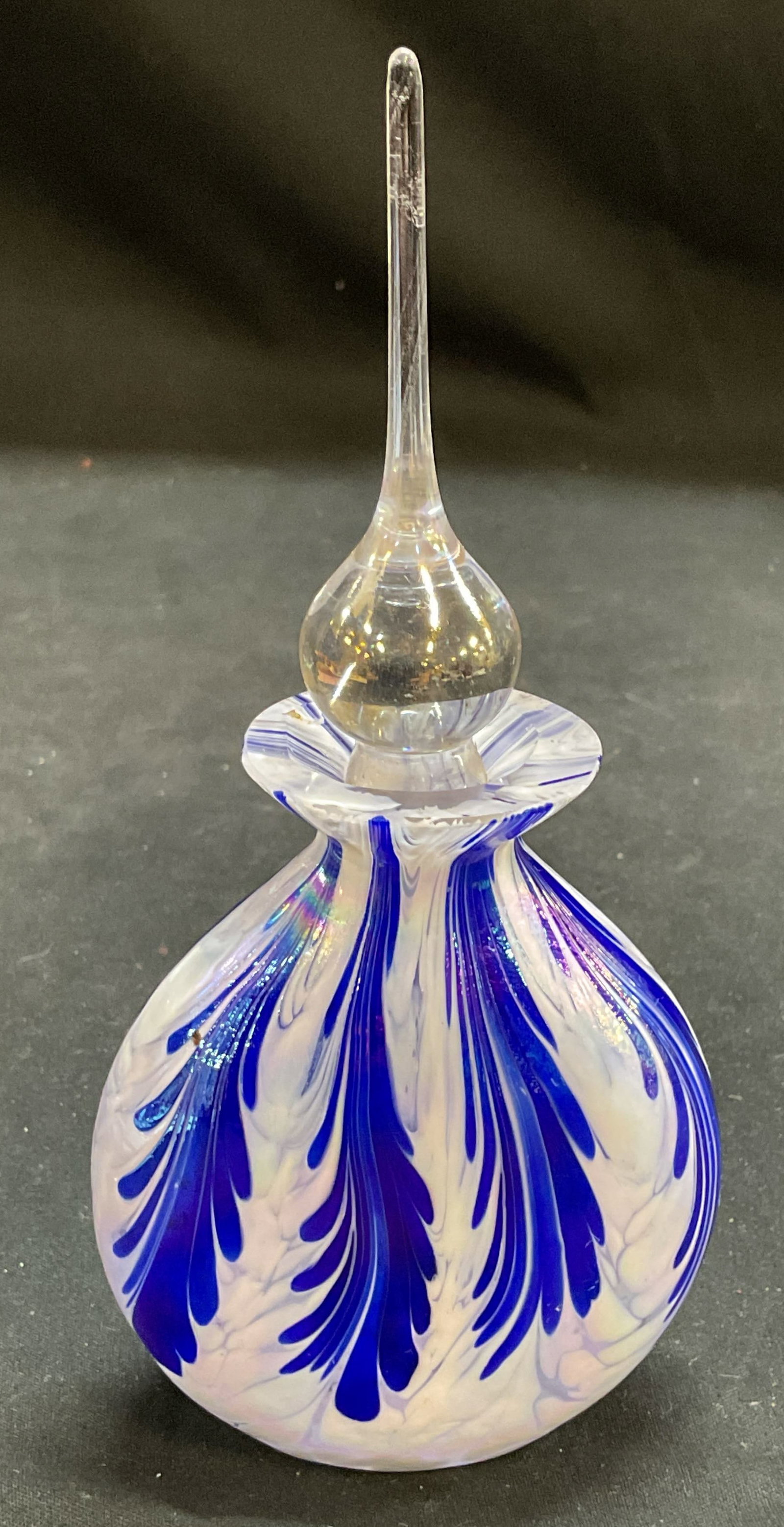 Vtg Iridescent Art Glass Perfume Bottle (1 of 7)