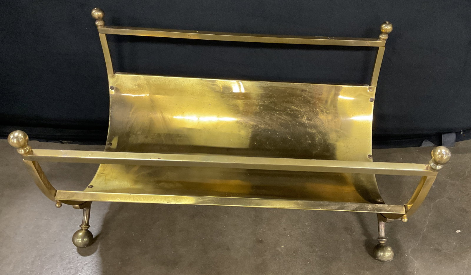 Vtg Neoclassical Style Brass Fireplace Log Holder (1 of 6)