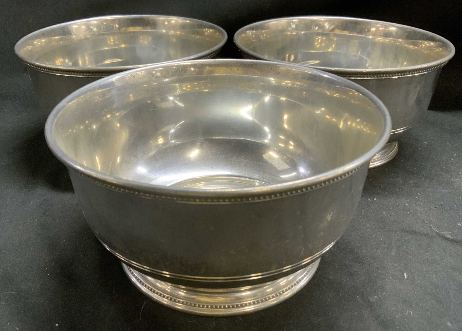 Set 3 TIFFANY &Co Handcrafted Pewter Revere Bowls (1 of 9)