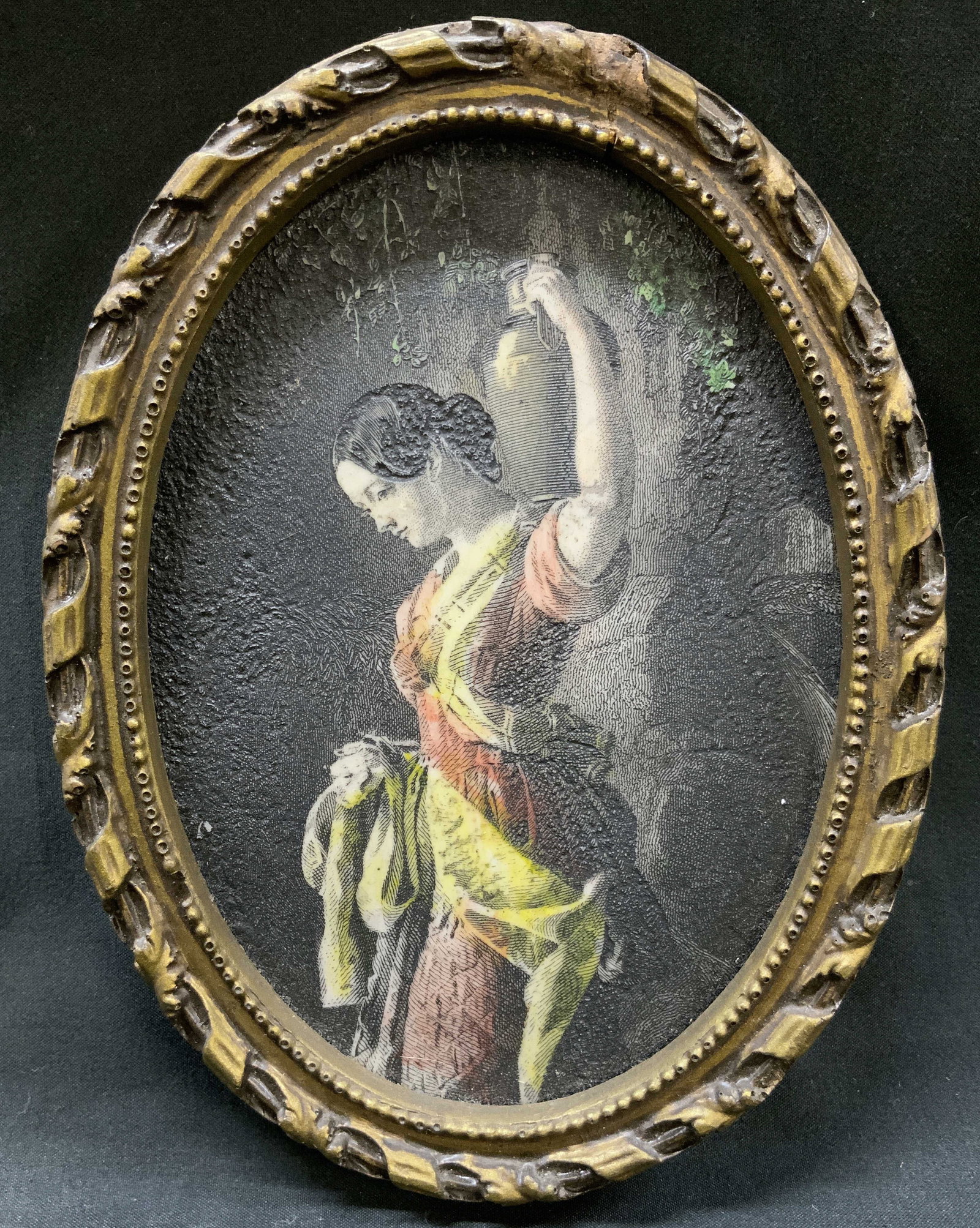 Frmd Hand Colored Oval Relief Carving (1 of 5)
