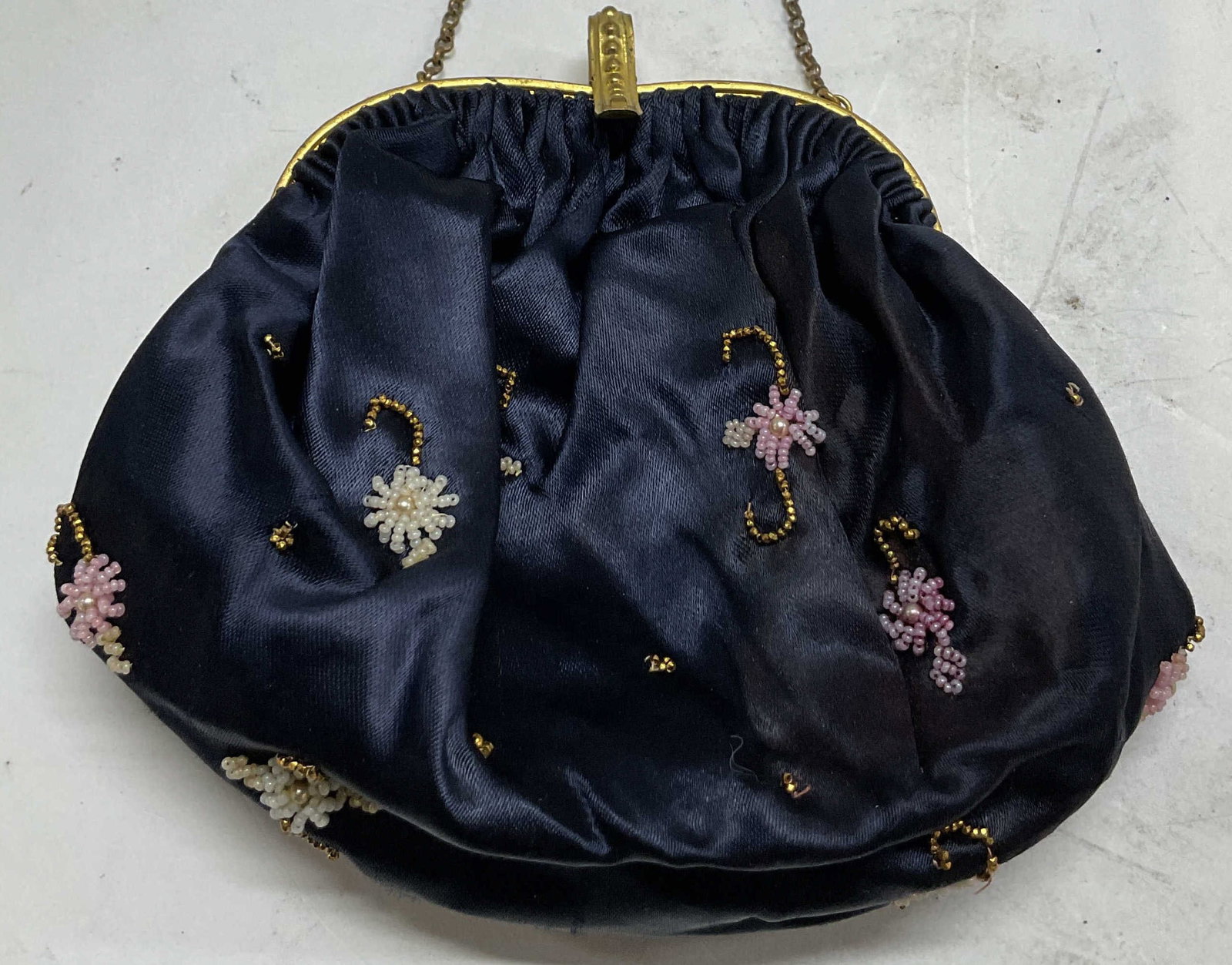 Saks Fifth Ave Blue Beaded Evening Bag France (1 of 10)