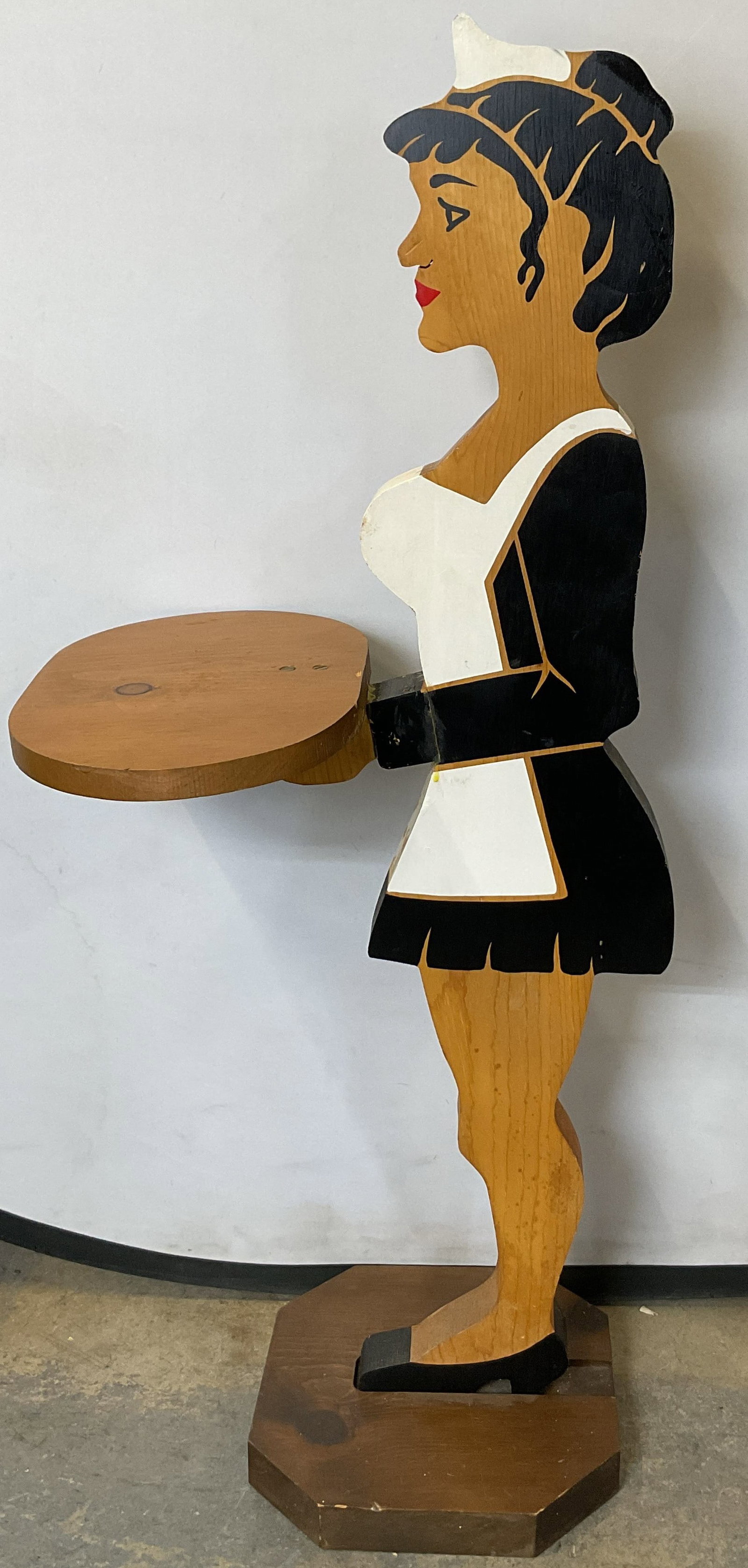 Vtg Wooden Maid Decorative Serving Stand 36in (1 of 9)