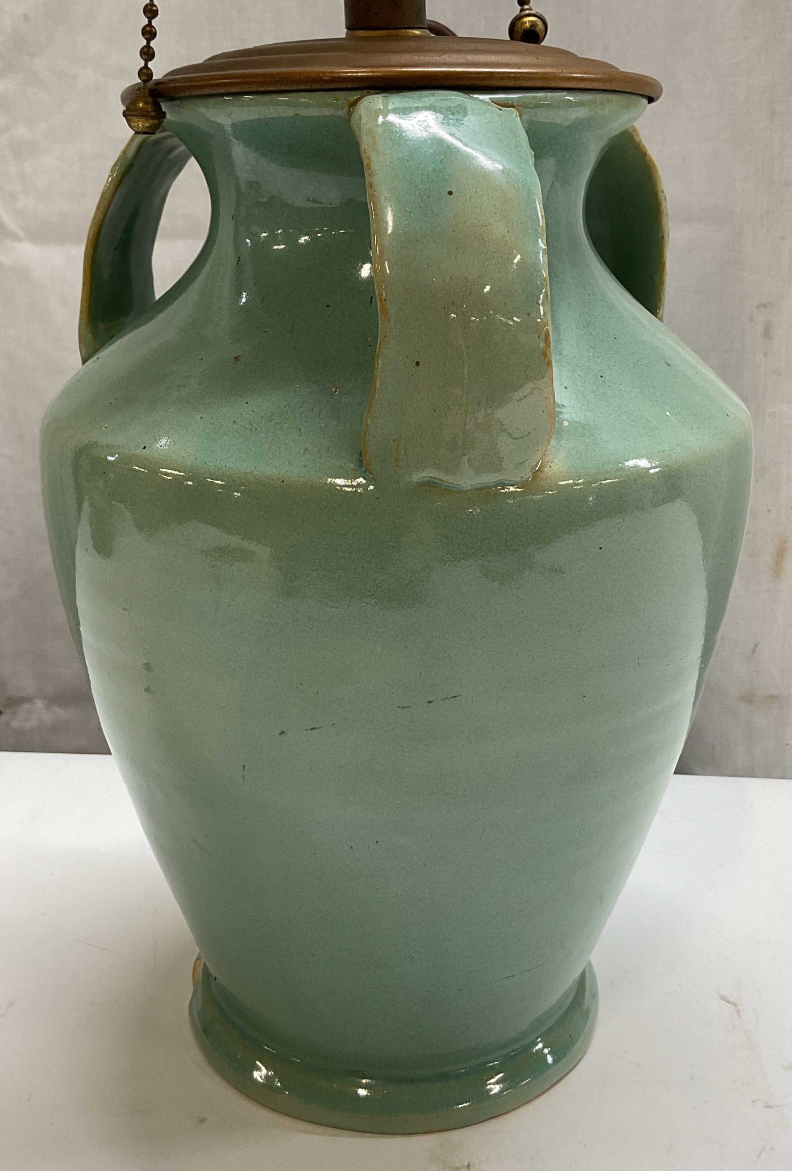 Vintage Green Glazed Ceramic Table Lamp (1 of 12)