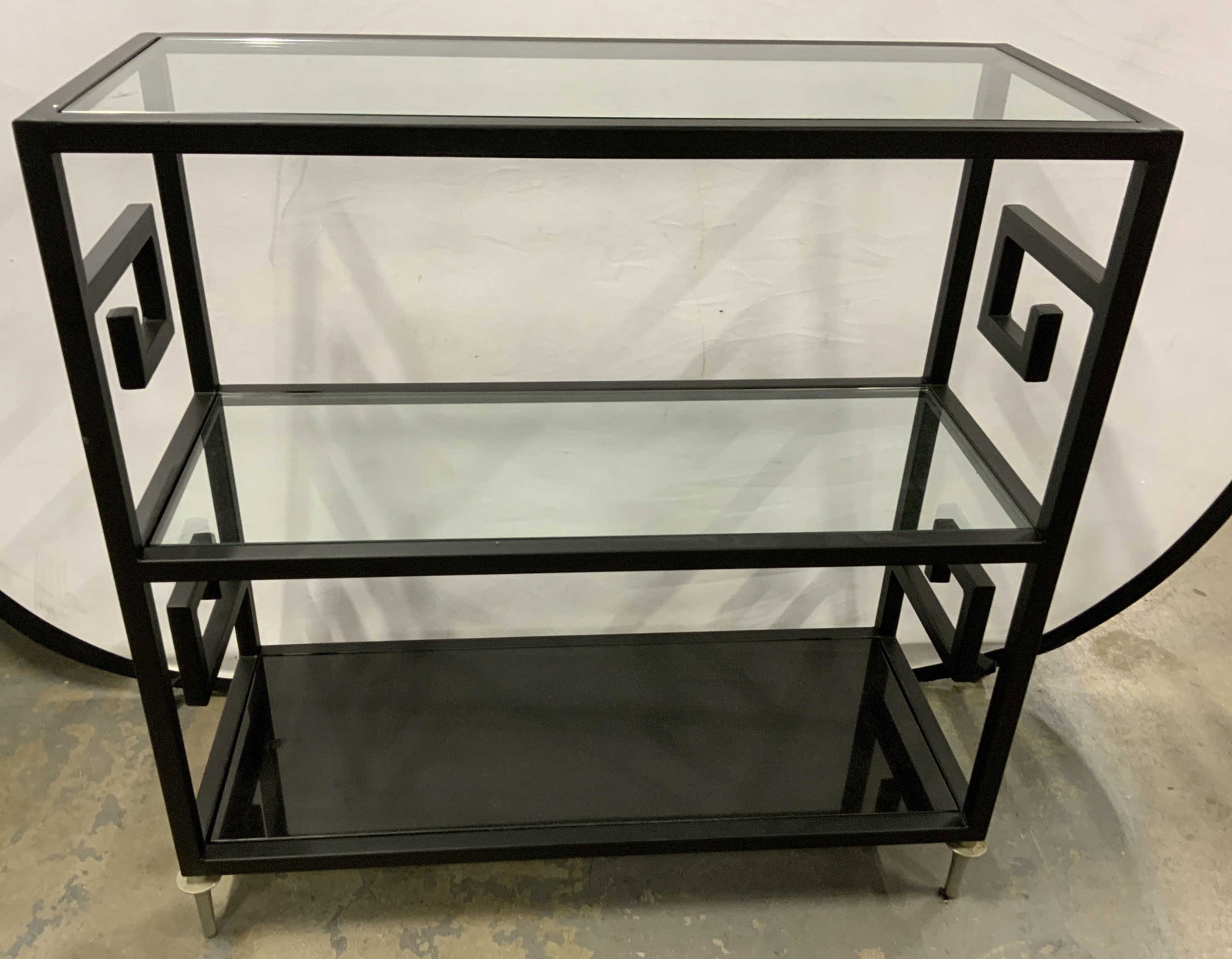 Modernist Black Metal Glass 3 Tiered Console Table (1 of 9)