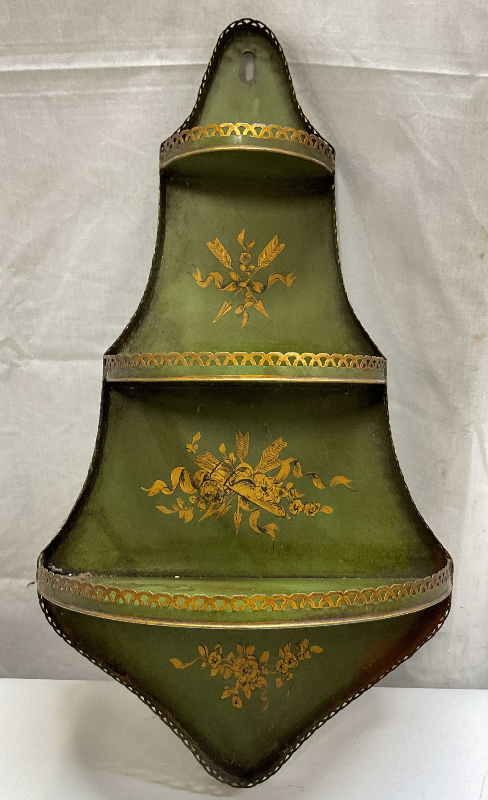 Vtg Green Metal Multi Tier Wall Shelf France (1 of 8)