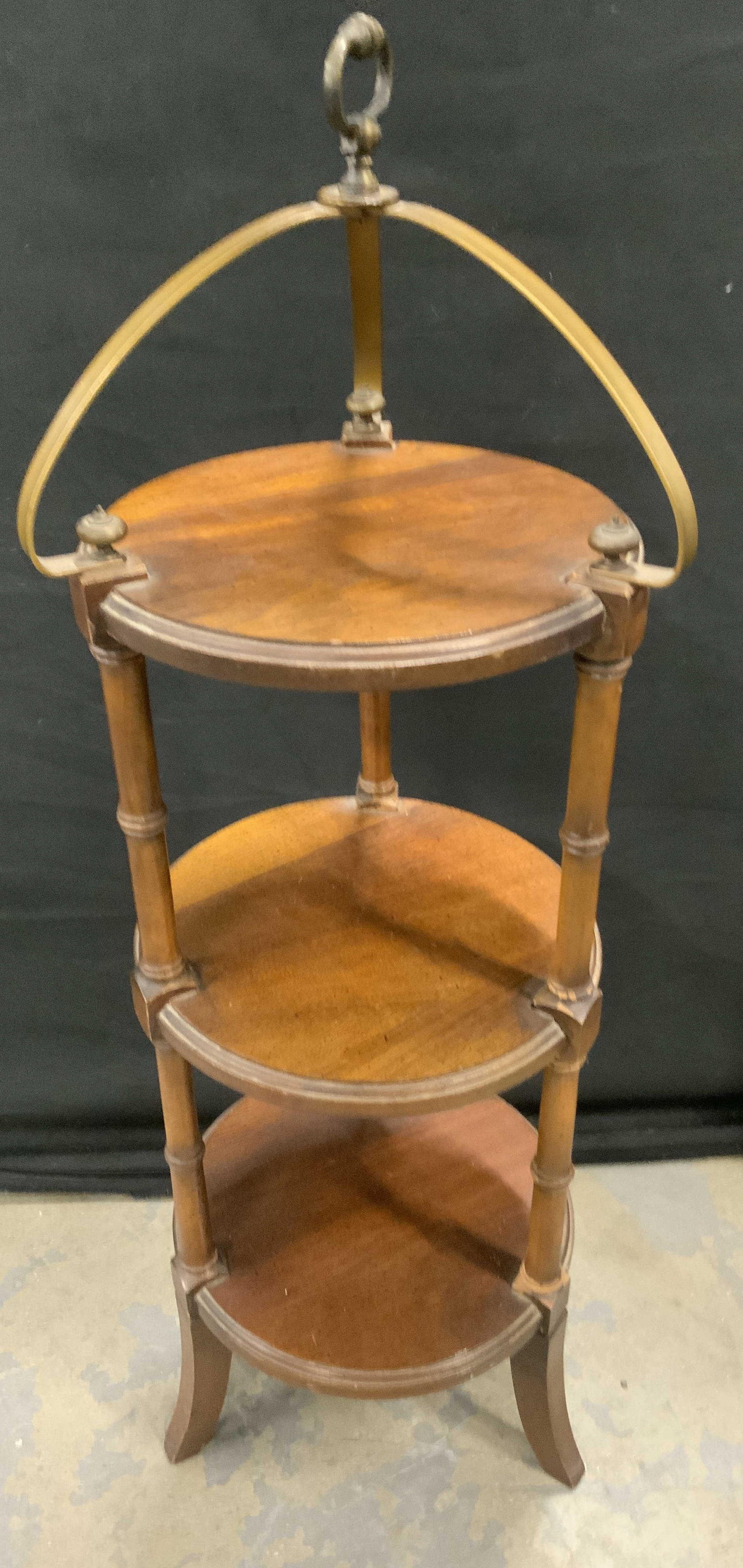 Antique Wood Brass Three tier Muffin Stand (1 of 8)