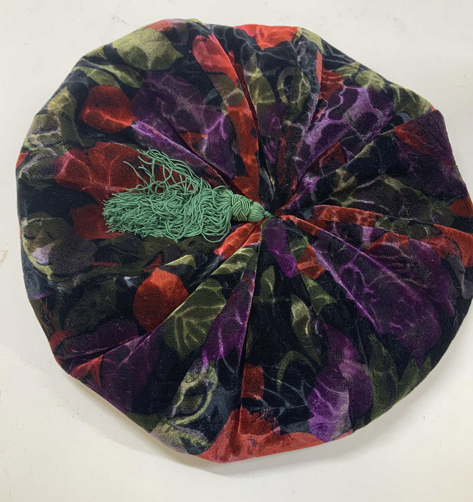 Vntg SARAH GAVAGHAN devore velvet slouchy beret (1 of 8)