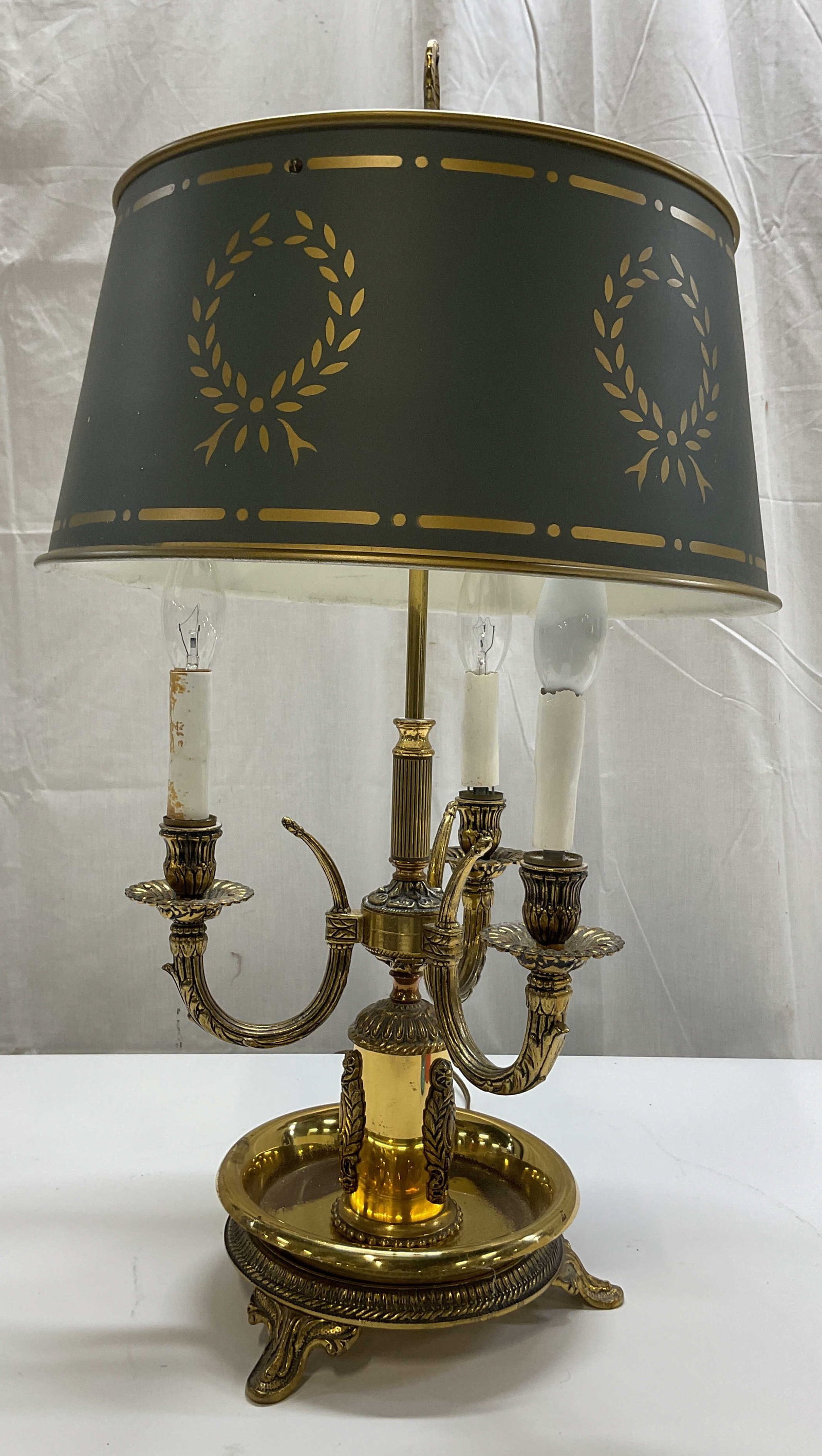Vtg French Empire Style Brass Bouillotte Lamp (1 of 10)