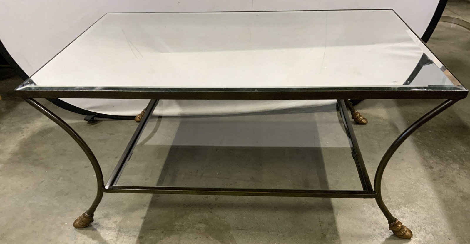 Hollywood Regency Iron Mirror Hoof Ft Coffee Table (1 of 12)