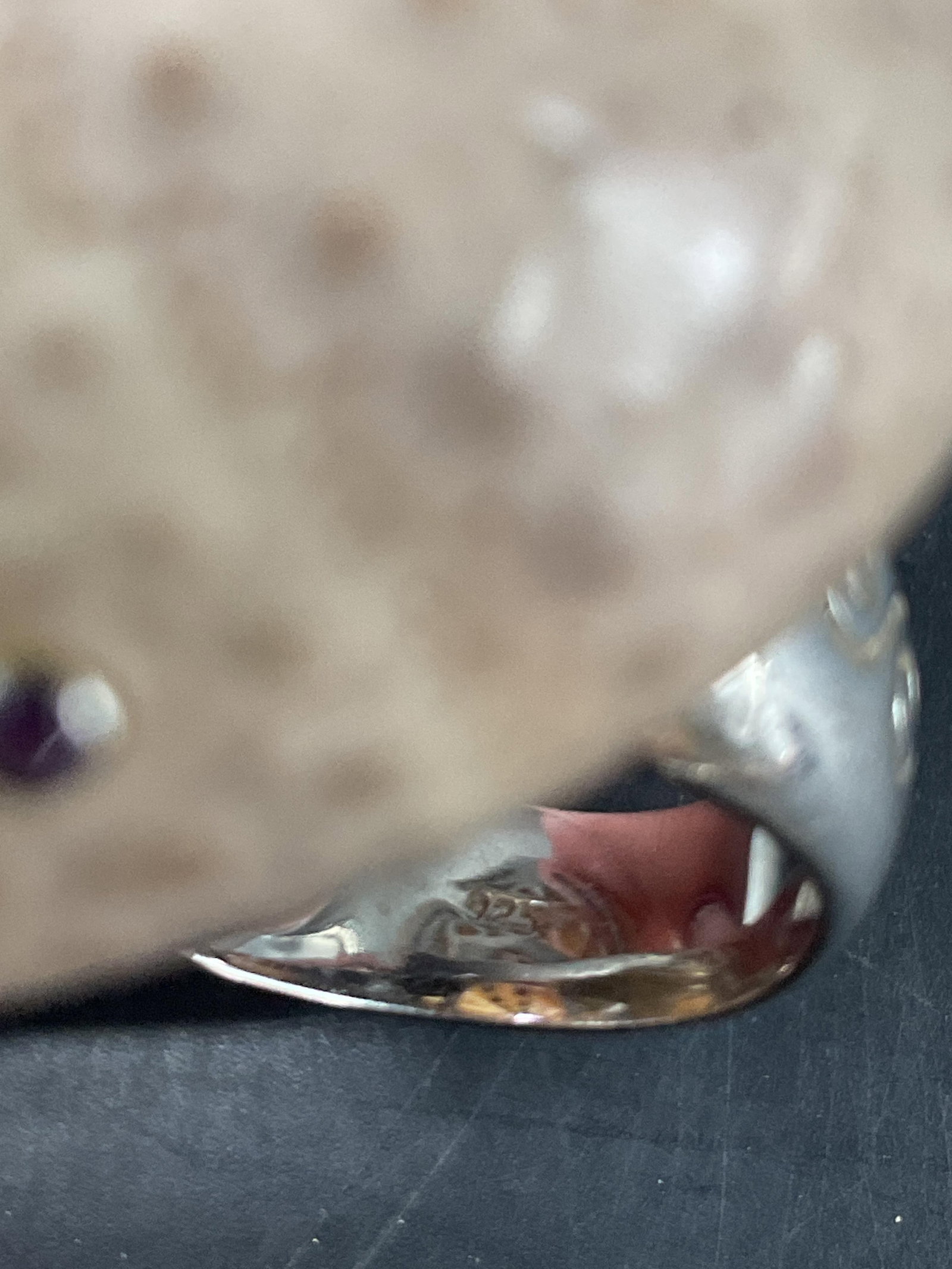 Vtg Sterling Silver Shell & Amethyst Ring - 8