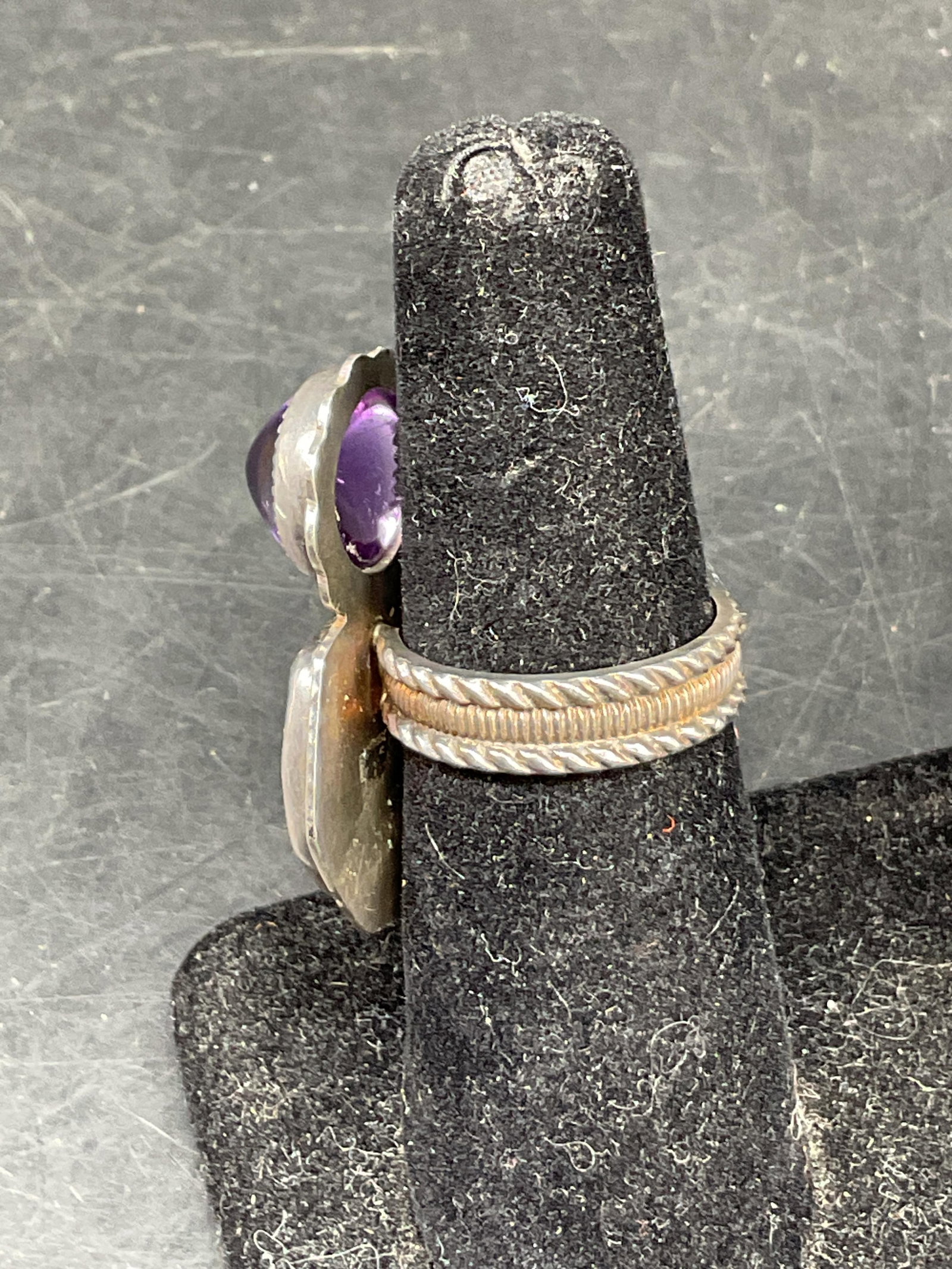 SGND Vtg Sterling Silver Ruby & Amethyst Ring - 2