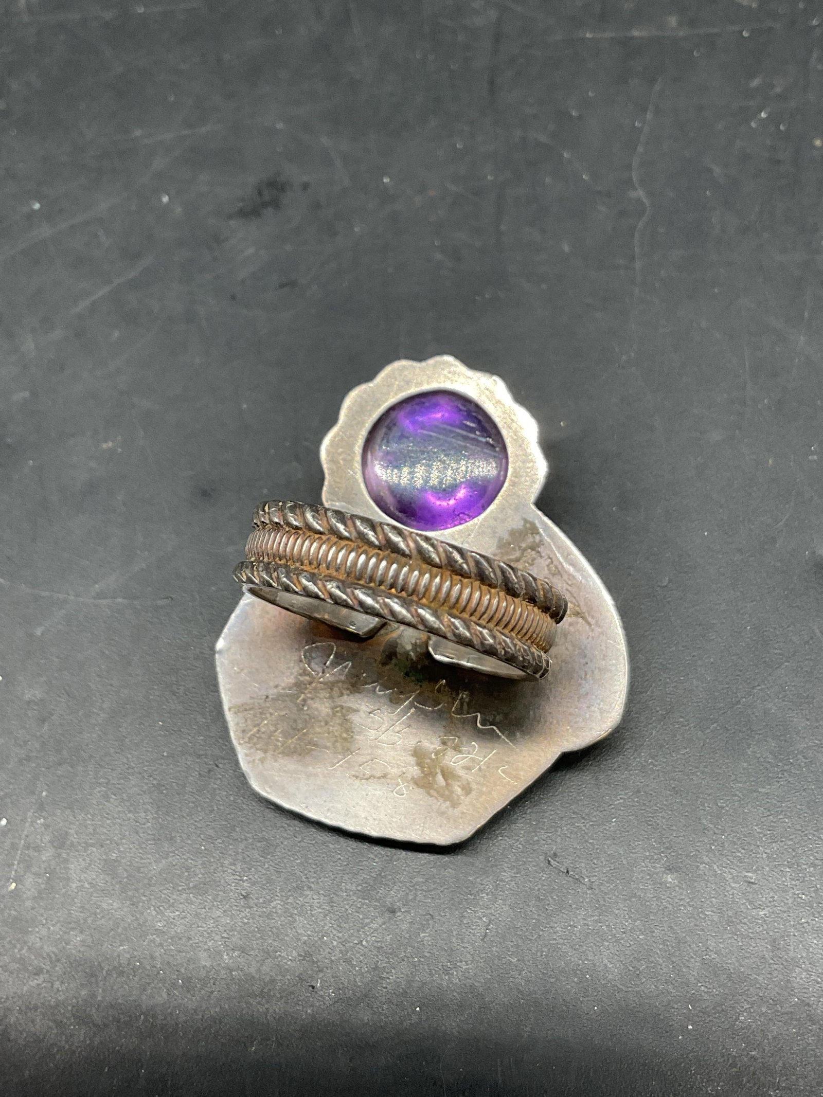 SGND Vtg Sterling Silver Ruby & Amethyst Ring - 6