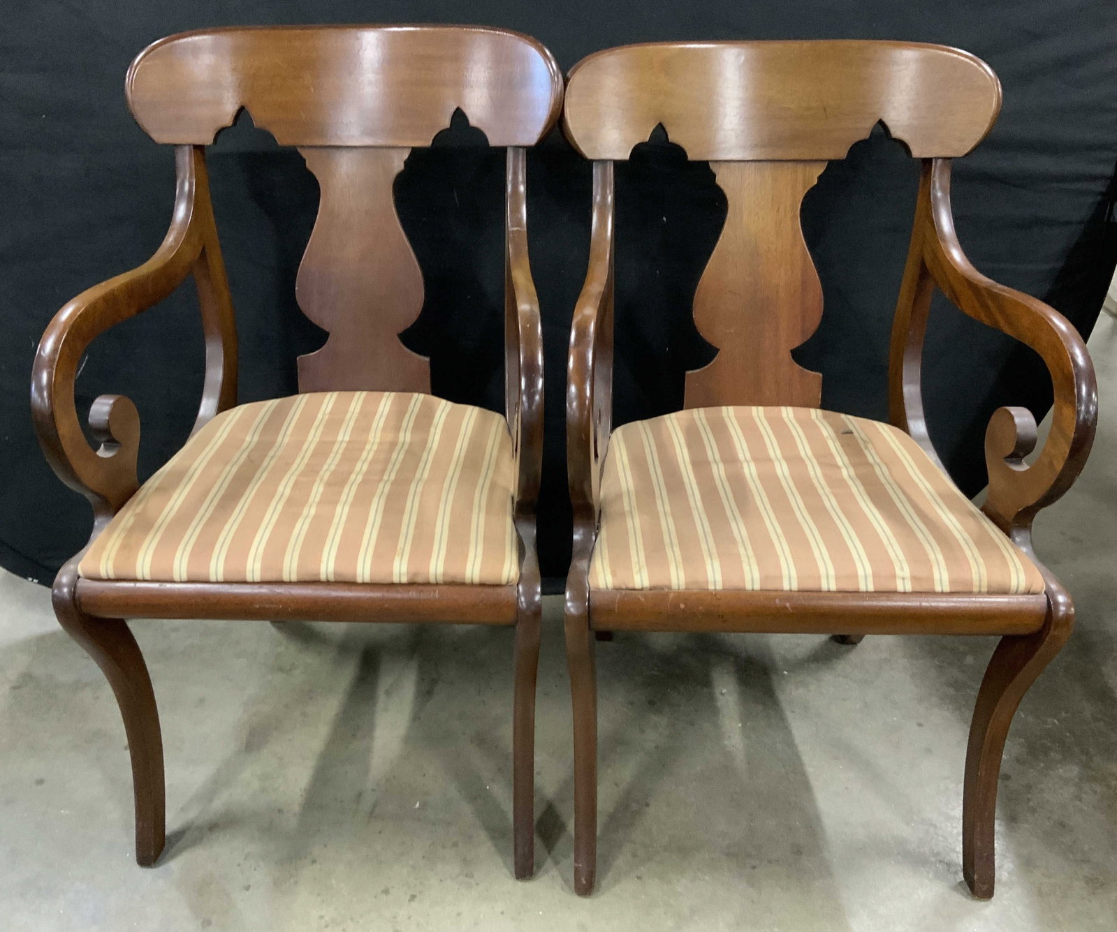 Antq American Empire Pair Wood Armchairs (1 of 9)