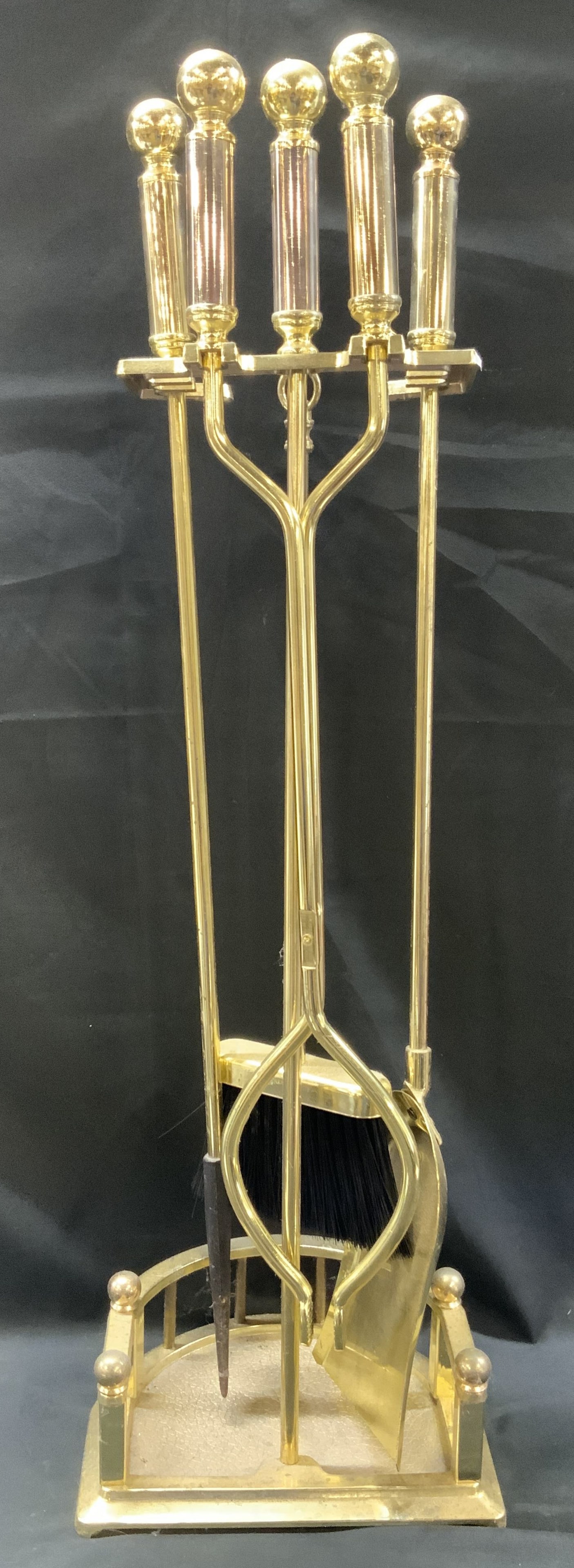 Vtg Brass Fireplace Tool Set (1 of 6)