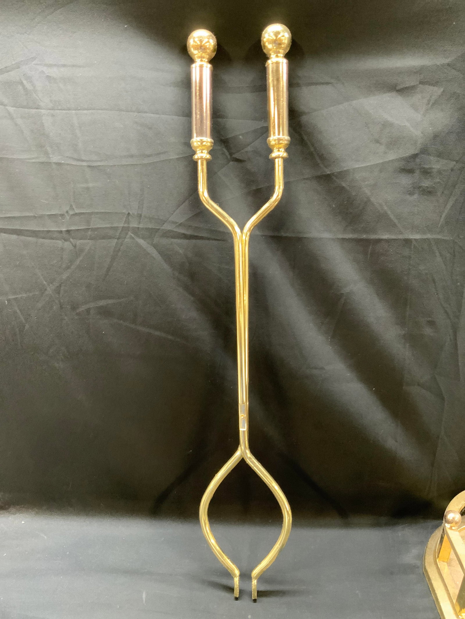 Vtg Brass Fireplace Tool Set - 3
