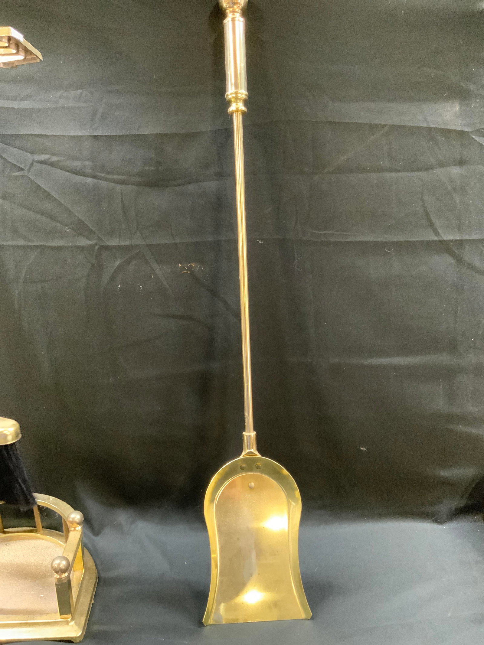 Vtg Brass Fireplace Tool Set - 6