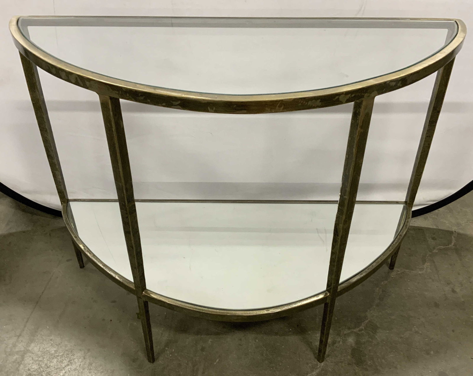 Gilt Iron Mirror Glass Demi Lune Table (1 of 9)