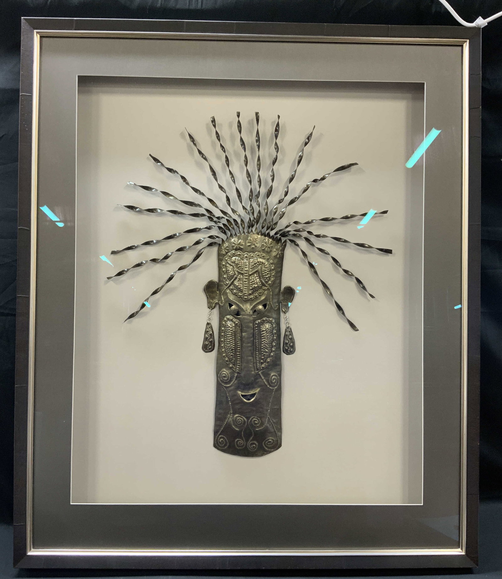 Vtg Metal Mask Sculpture Shadowbox (1 of 7)