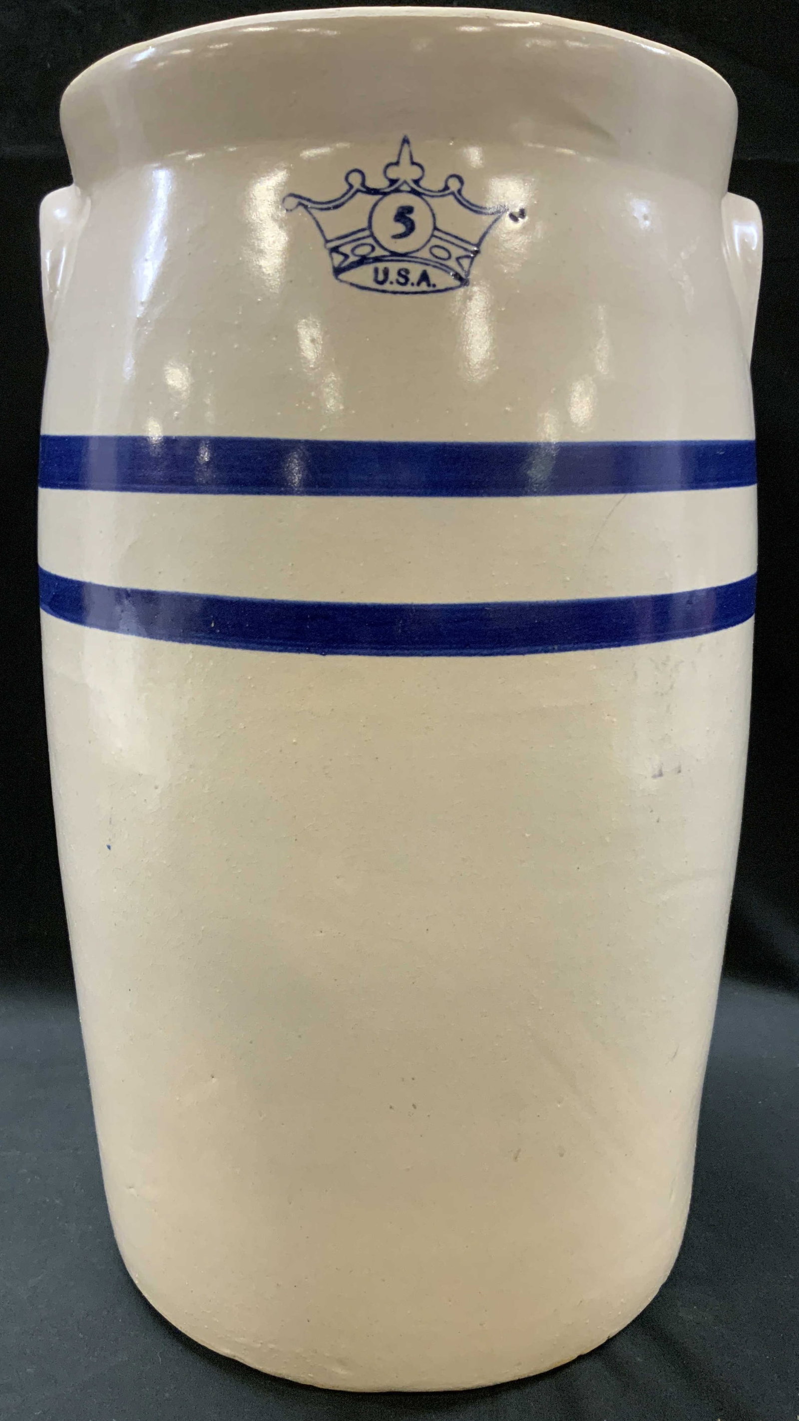 Vtg 5 Gallon Blue Crown Crock (1 of 5)