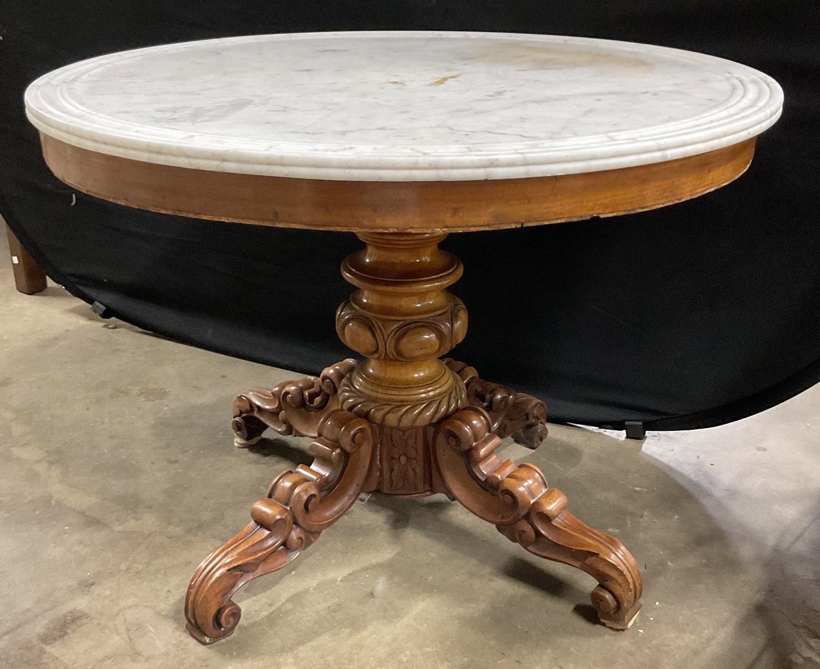 Antique French 19thC Marble Top Round Table (1 of 10)
