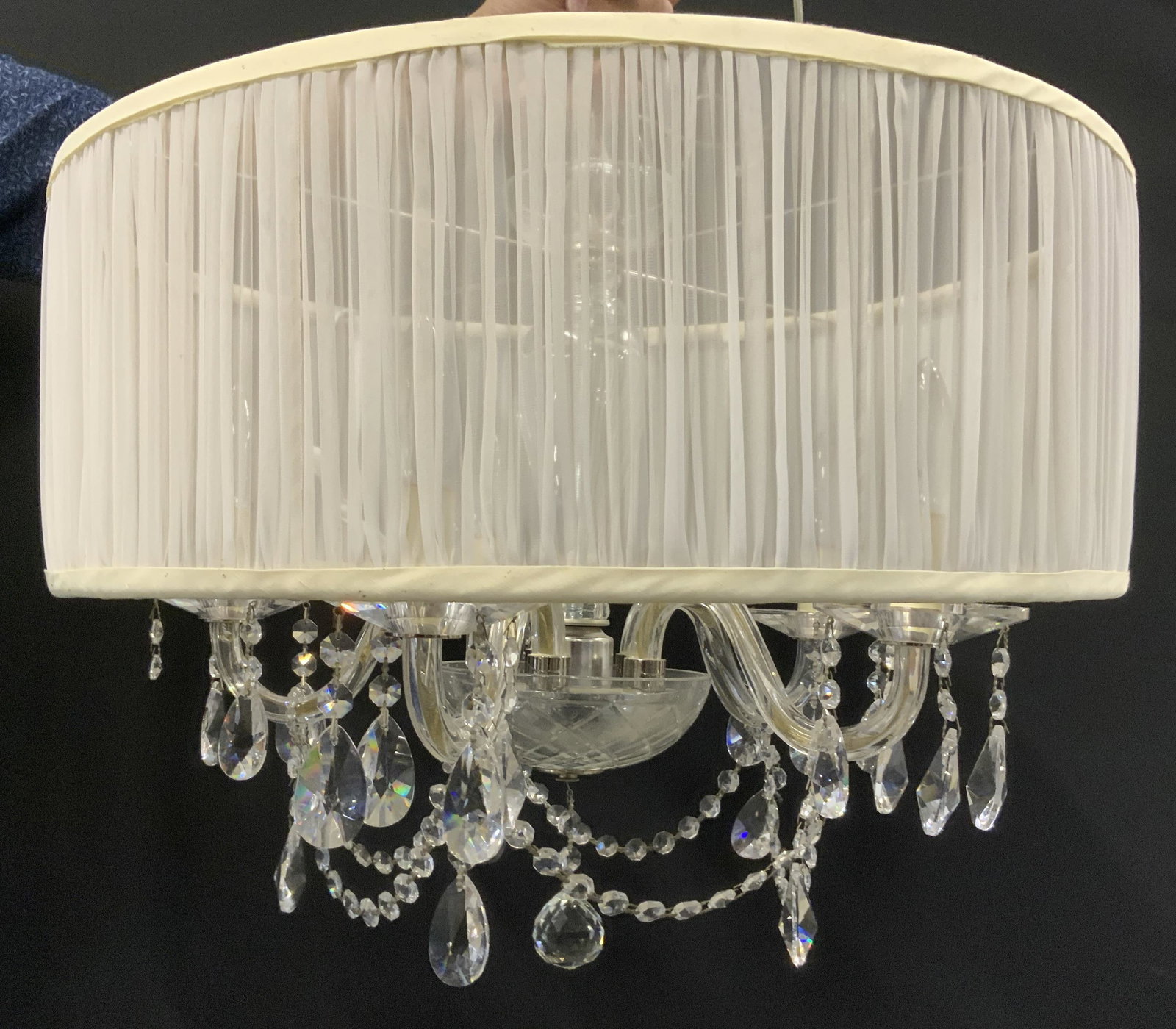 Crystal 5 Arm Drum Shade Chandelier (1 of 8)