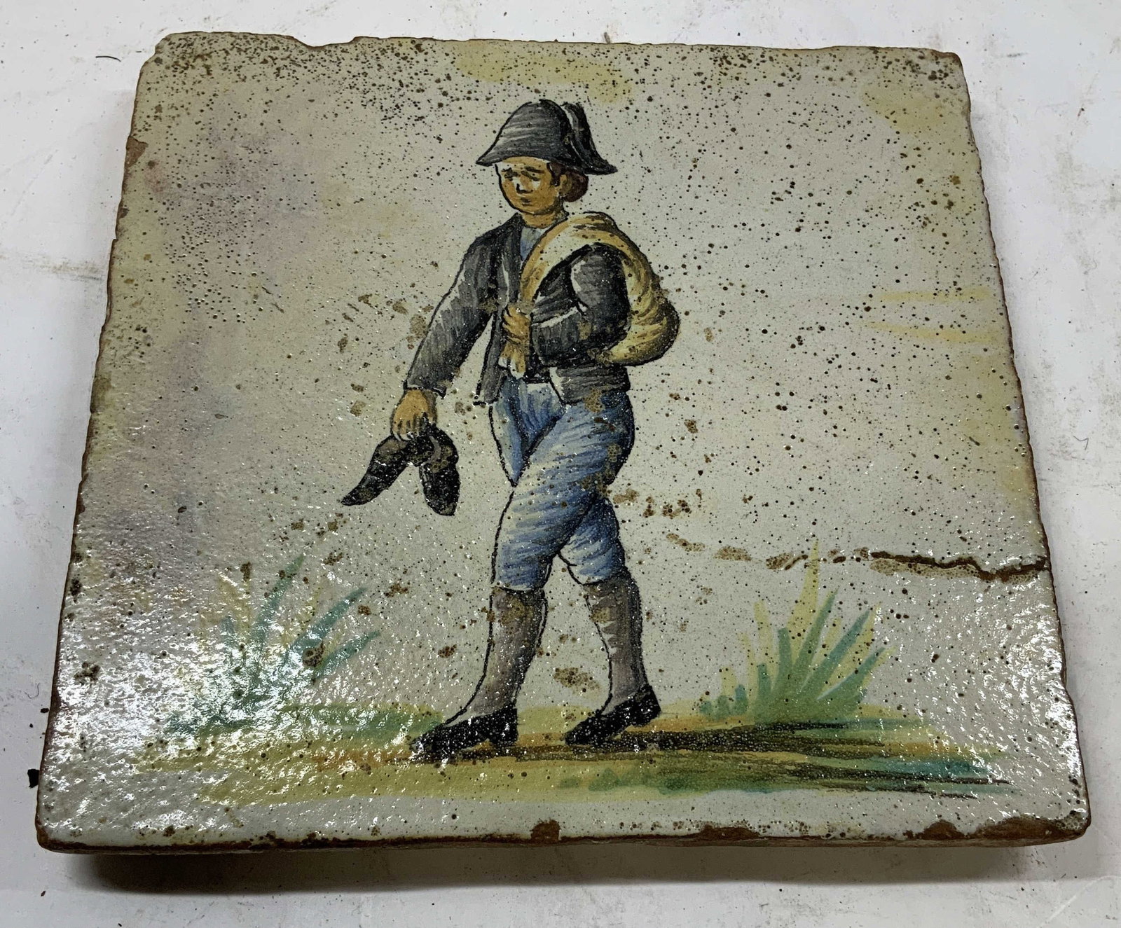 Vntg hand painted ceramic tile (1 of 6)