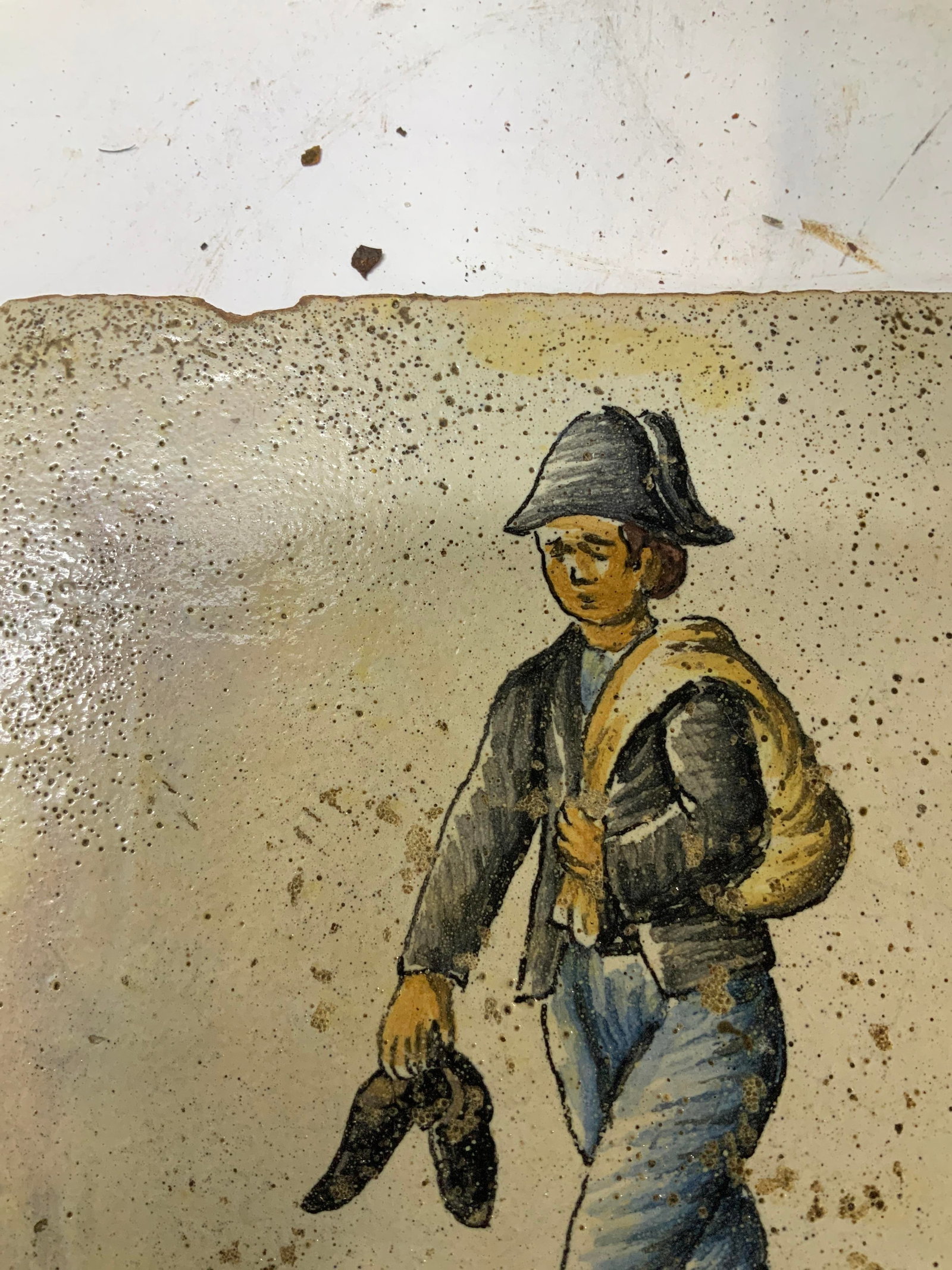 Vntg hand painted ceramic tile - 4