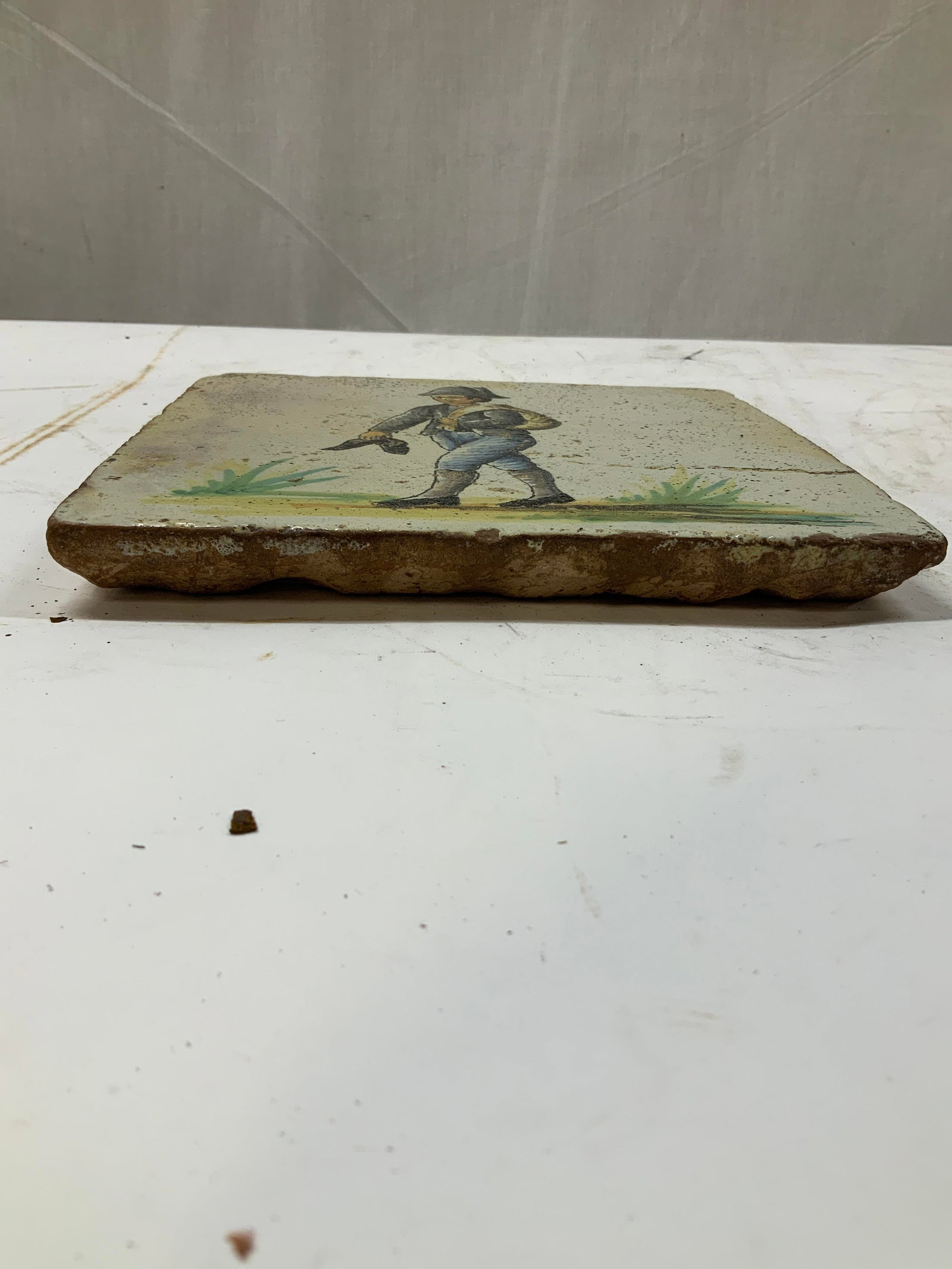 Vntg hand painted ceramic tile - 5