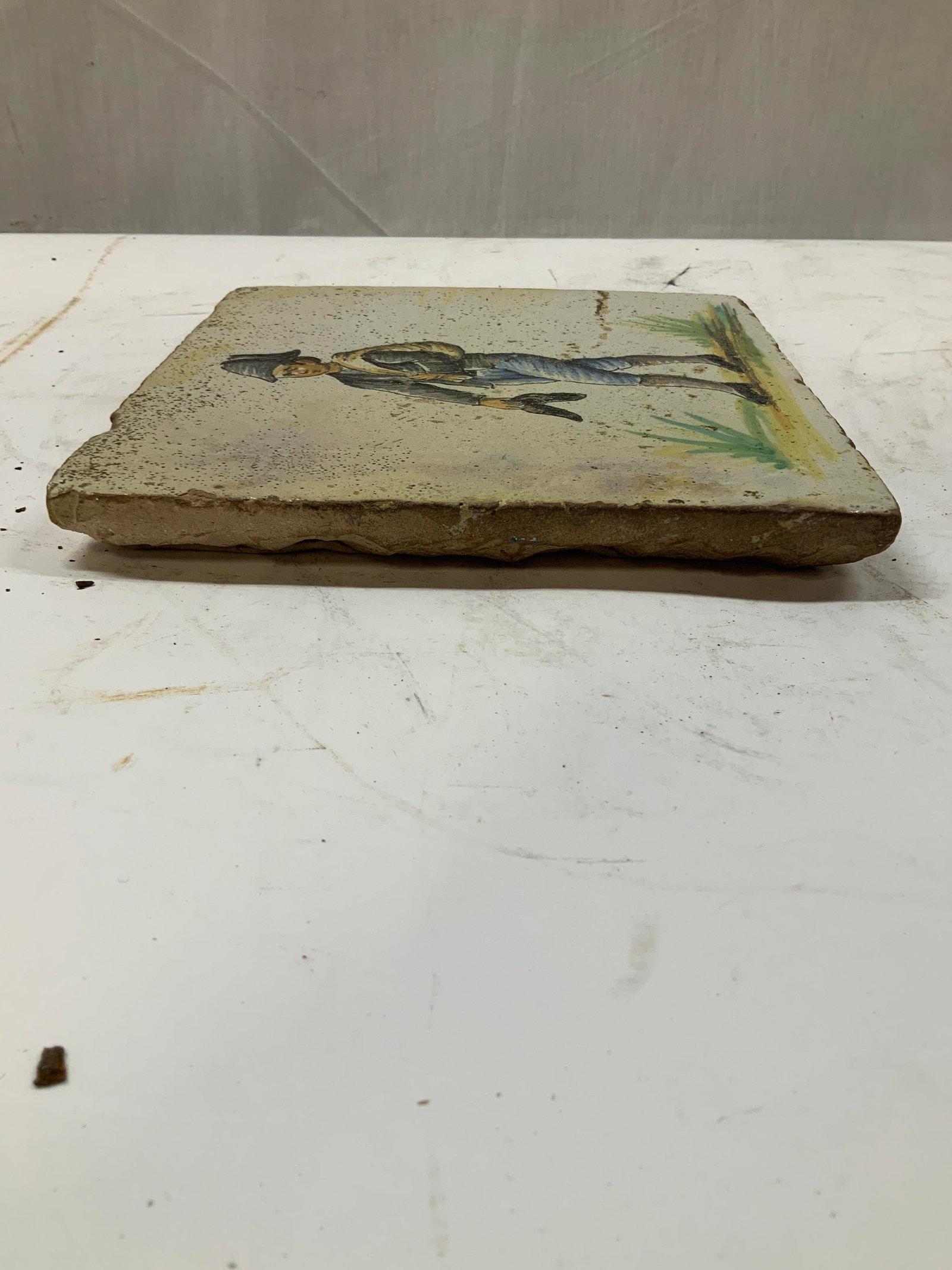 Vntg hand painted ceramic tile - 6