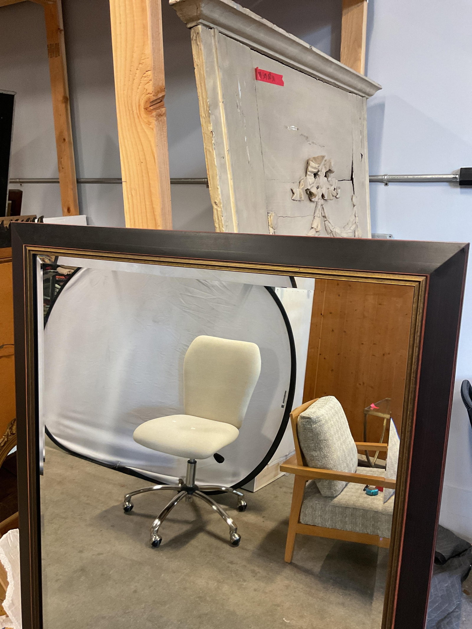 Large Rectangular Wooden Floor Length Mirror 55in - 8