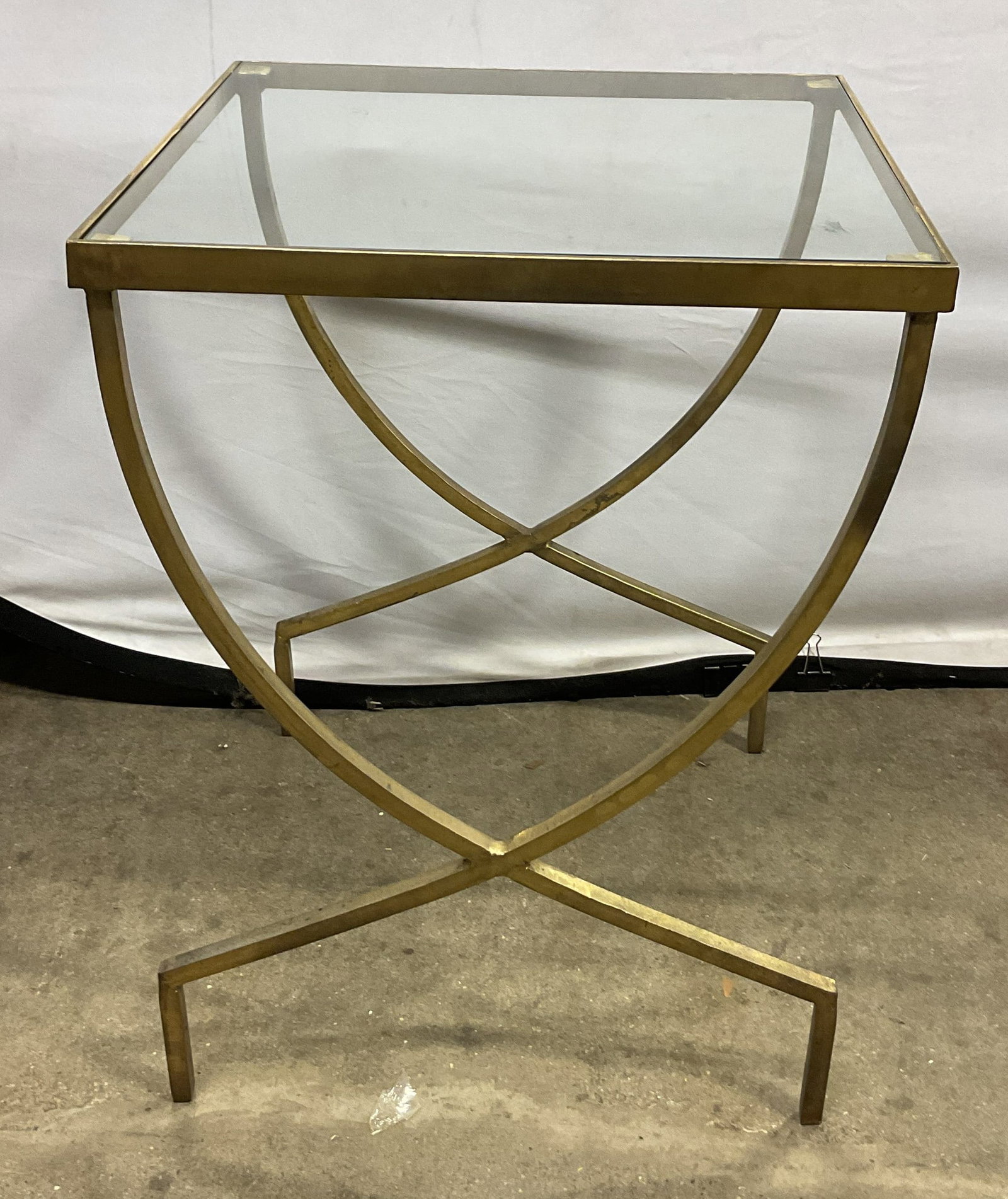 Gold Toned Iron Glass Top Accent Table (1 of 10)