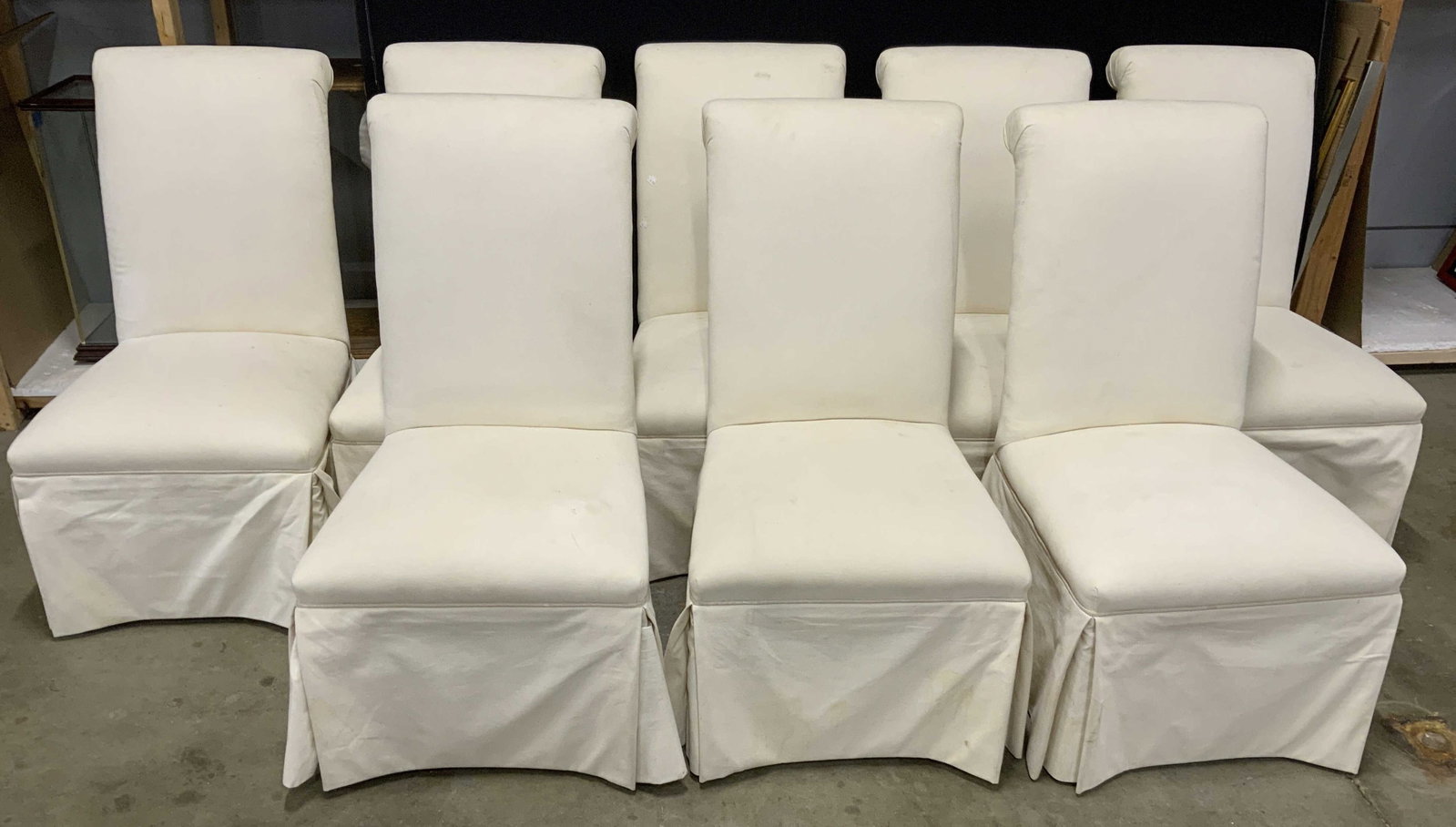 Set 8 cream upholstered High Back Dining chairs (1 of 10)