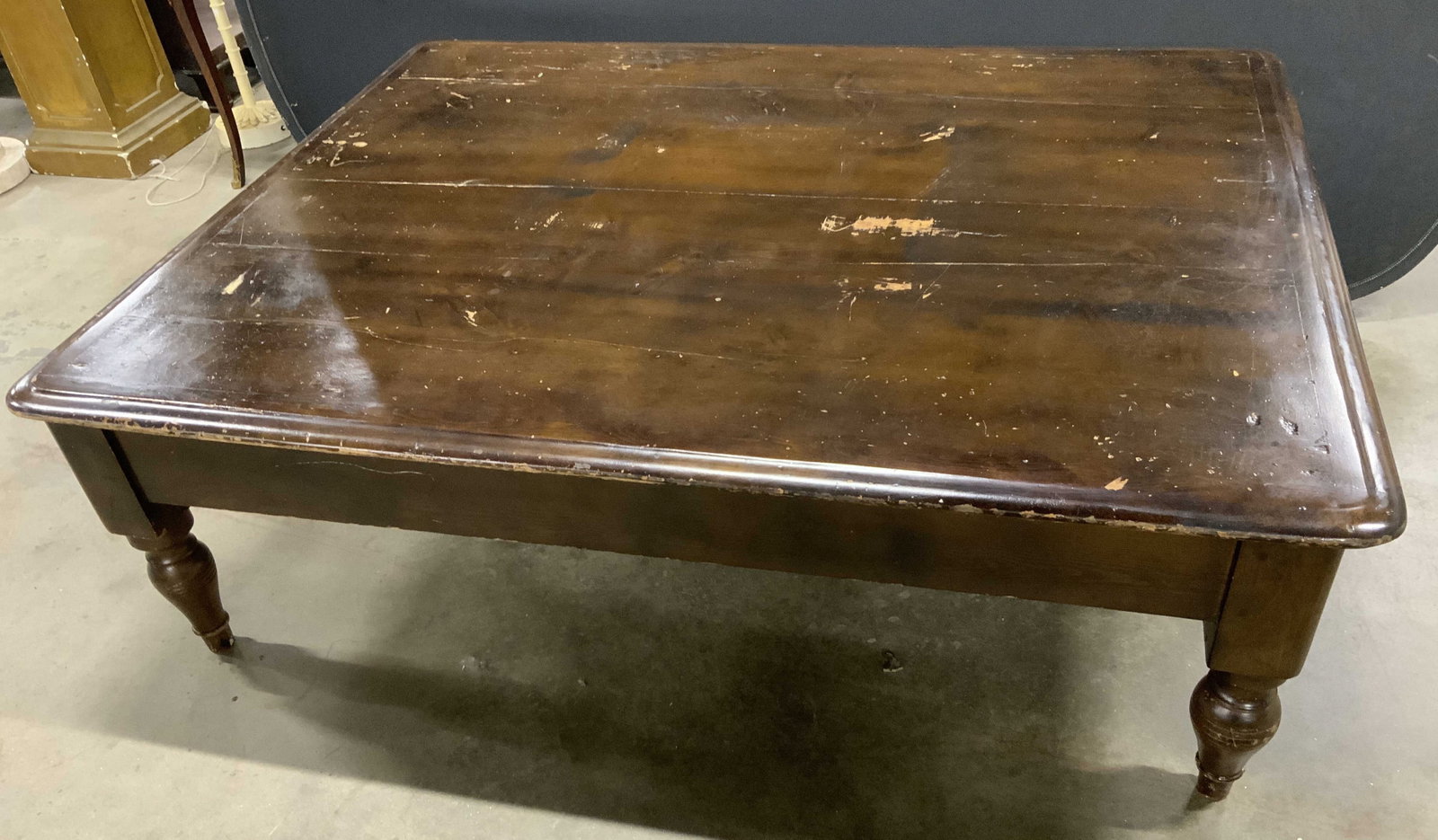 Antq Farm Table Cut to Coffee Table (1 of 11)