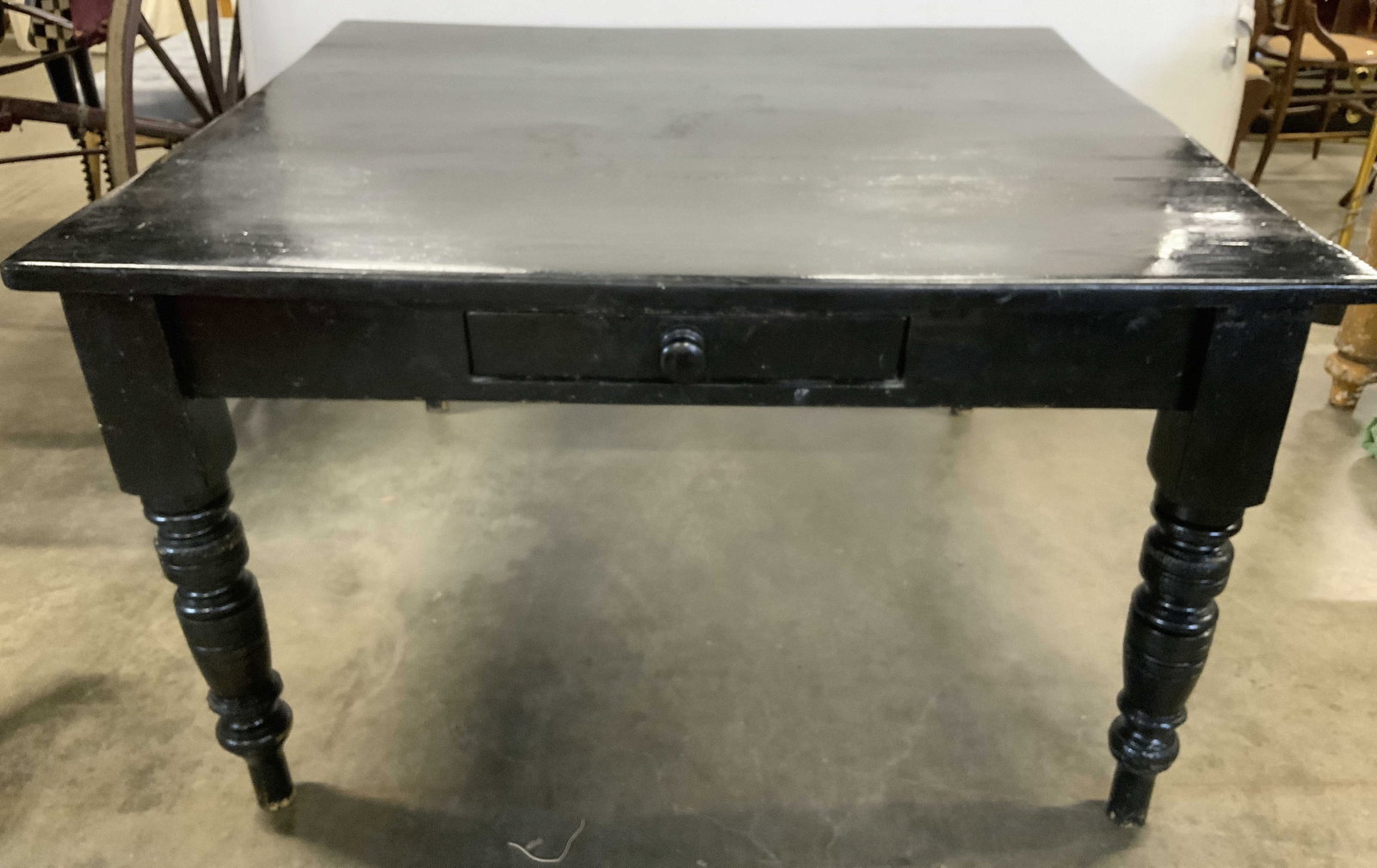 Antq Square Painted Farm Table w Drawer (1 of 14)